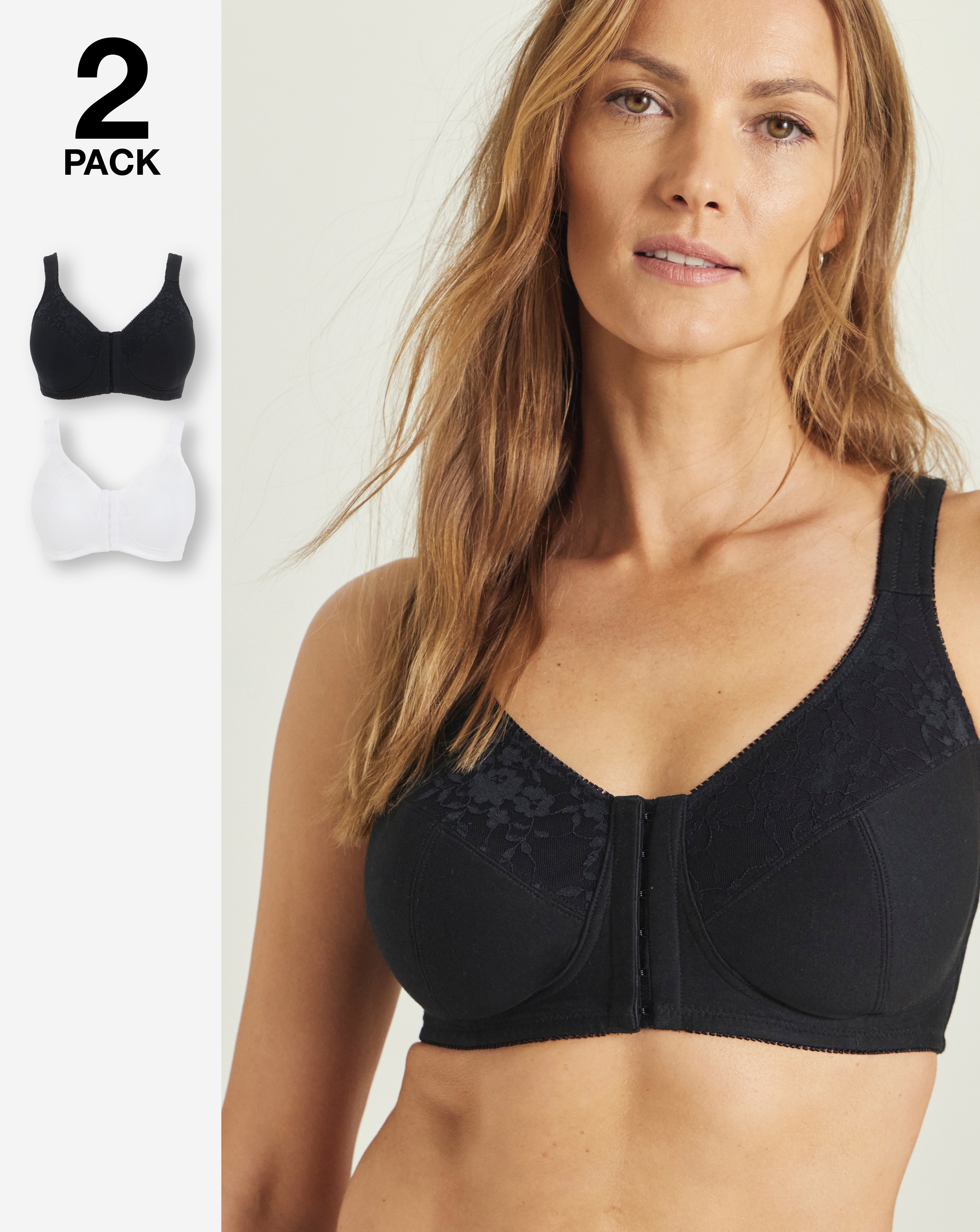 New In - 2 Pack Sarah Front Fasten Non Wired Bras