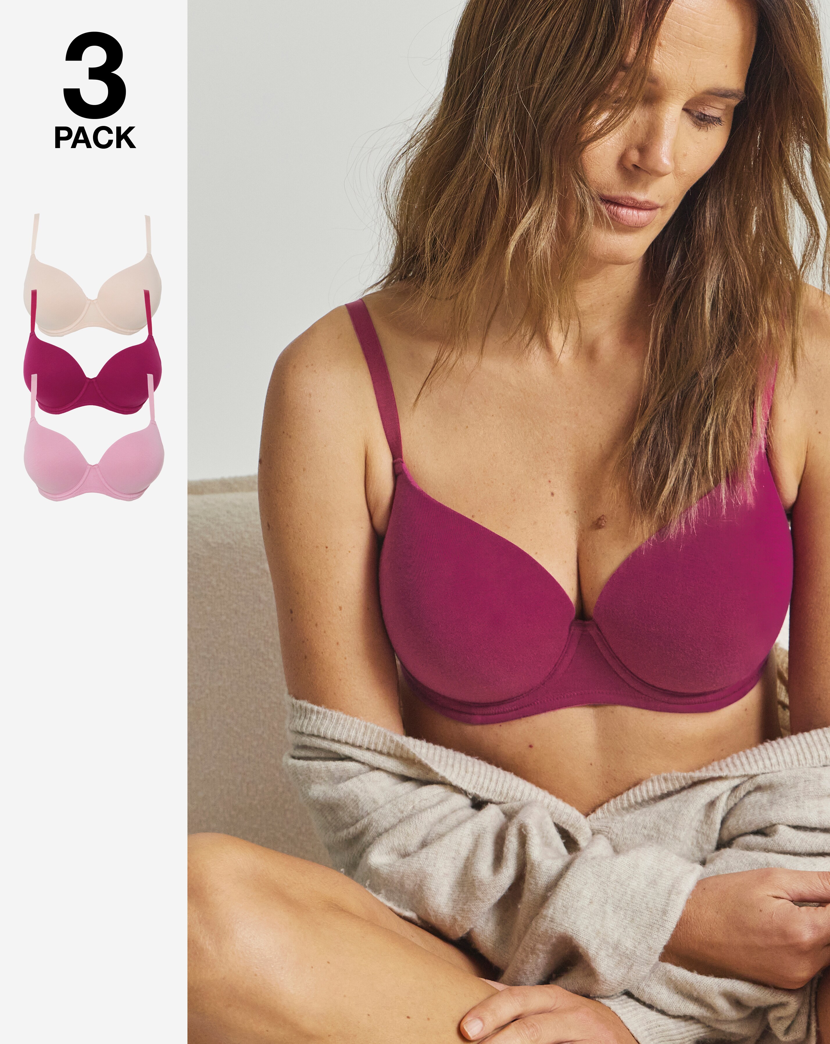 New In - 3 Pack Cotton T-Shirt Bras