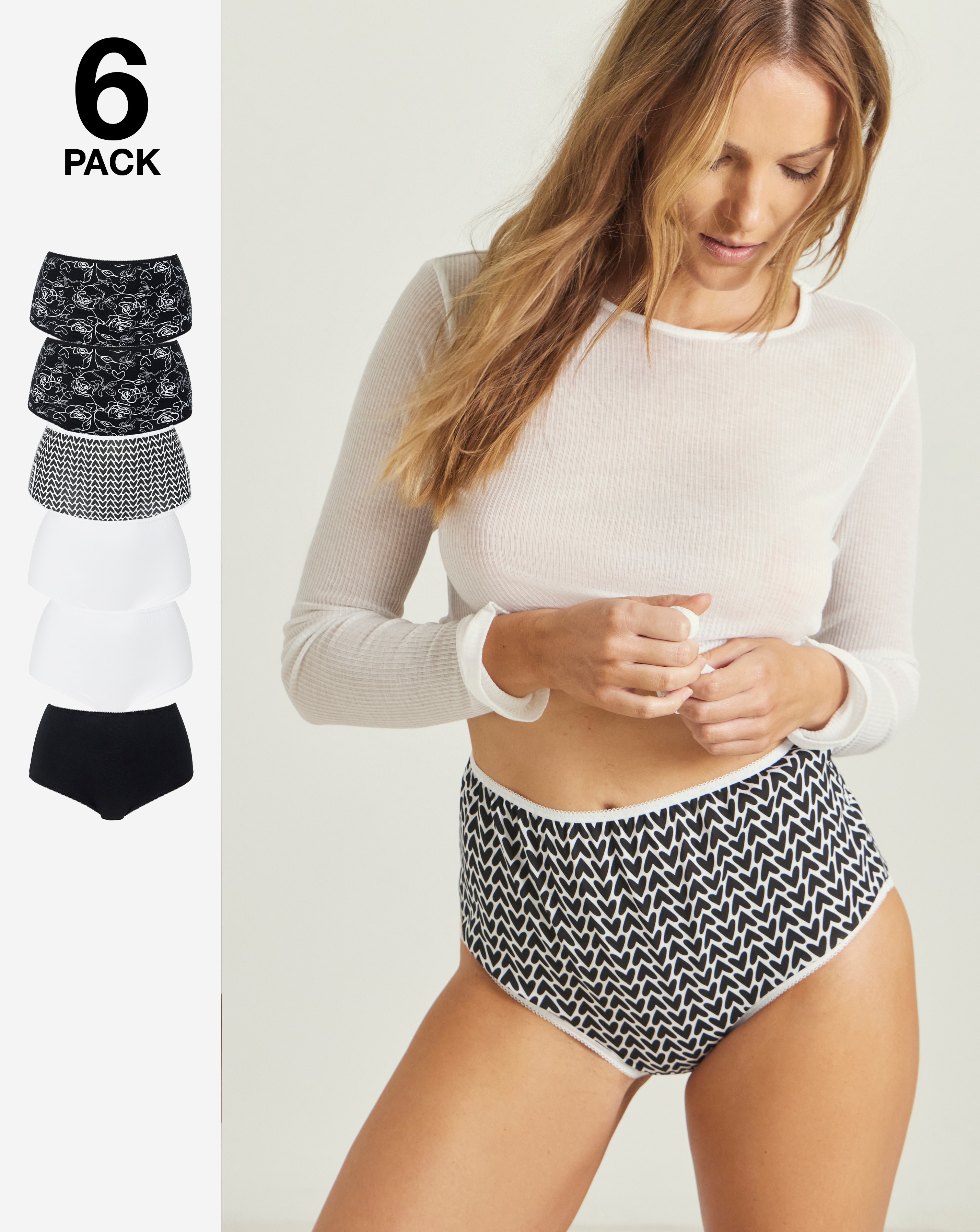 New In - 6 Pack Full Brief Knickers