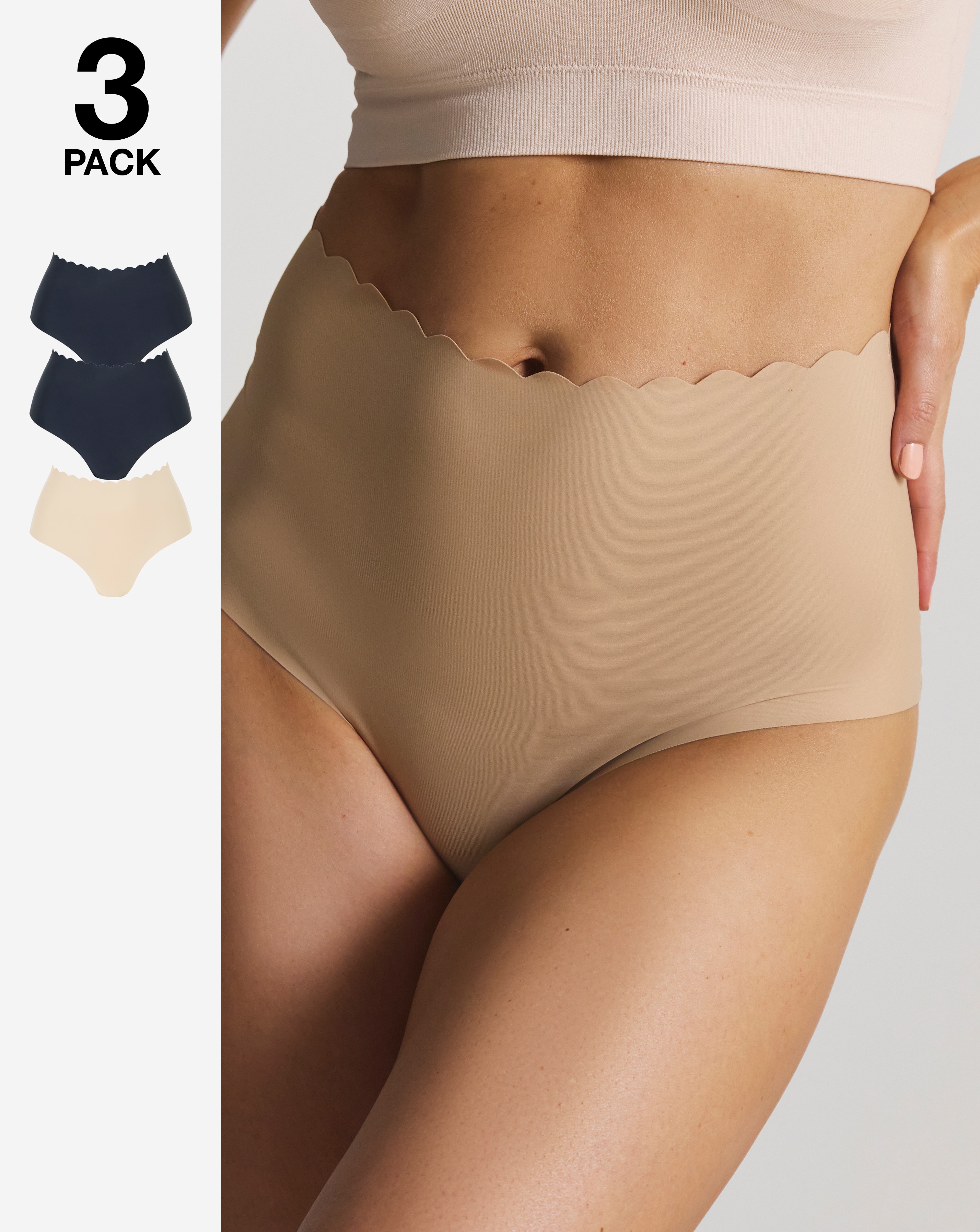 New In - 3Pack Scallop No VPL Knickers