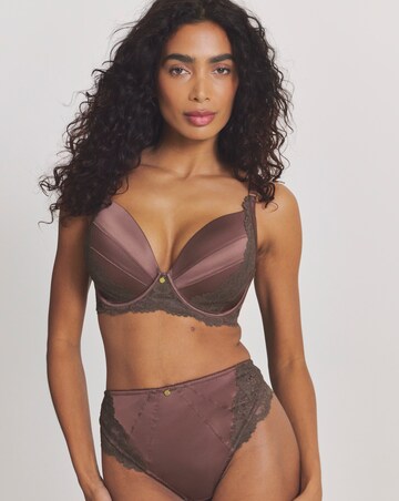 Pretty Secrets Satin & Lace Thong Chocolate