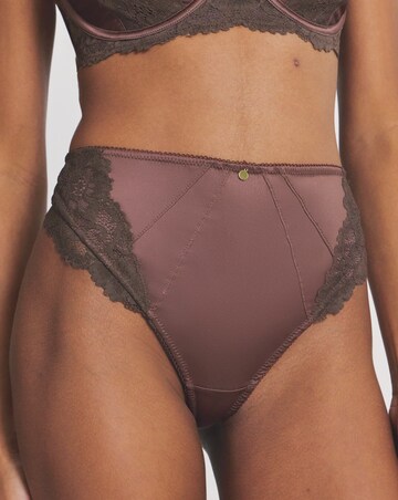 Pretty Secrets Satin & Lace Thong Chocolate