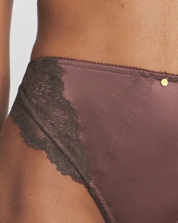 Pretty Secrets Satin & Lace Thong Chocolate