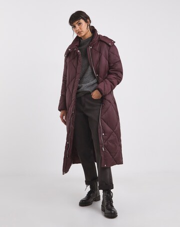 Plum Diamond Padded Duvet Coat