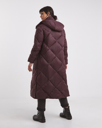 Plum Diamond Padded Duvet Coat