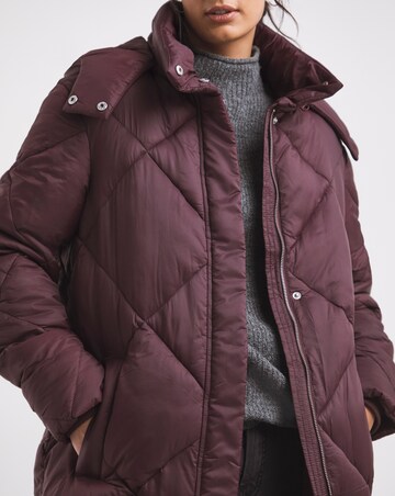 Plum Diamond Padded Duvet Coat