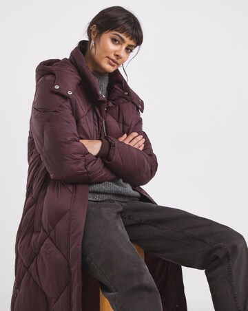 Plum Diamond Padded Duvet Coat