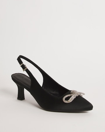 Satin Slingback Shoe with Bow Trim - Extra Wide Fit (EEE)