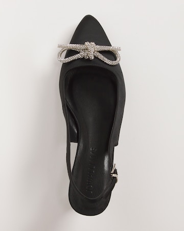 Satin Slingback Shoe with Bow Trim - Extra Wide Fit (EEE)