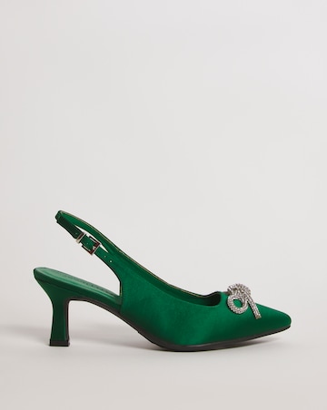 Satin Slingback Shoe with Bow Trim - Extra Wide Fit (EEE)