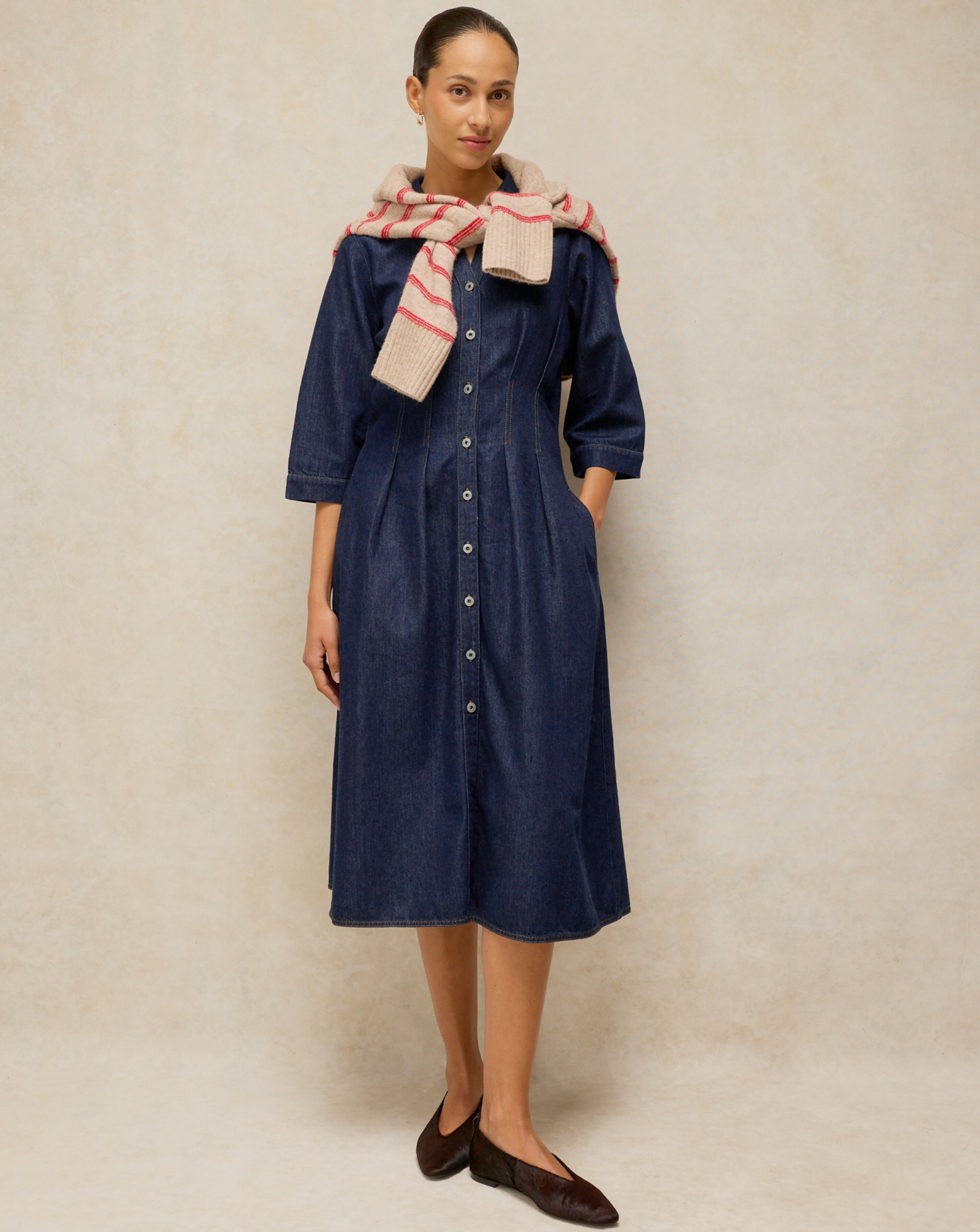 New In - WHITE STUFF LUNA DENIM PLEAT DRESS