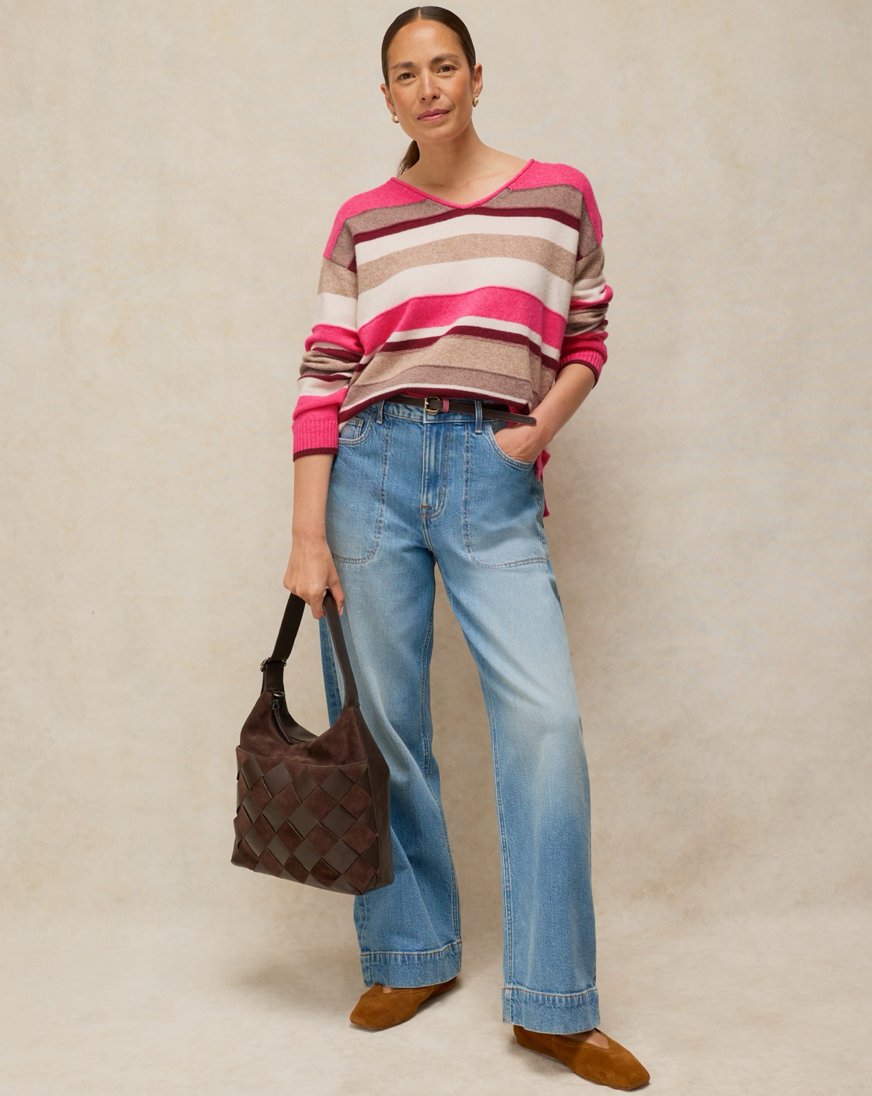 New In - WHITE STUFF SANSA V NECK STRIPE JUMPER