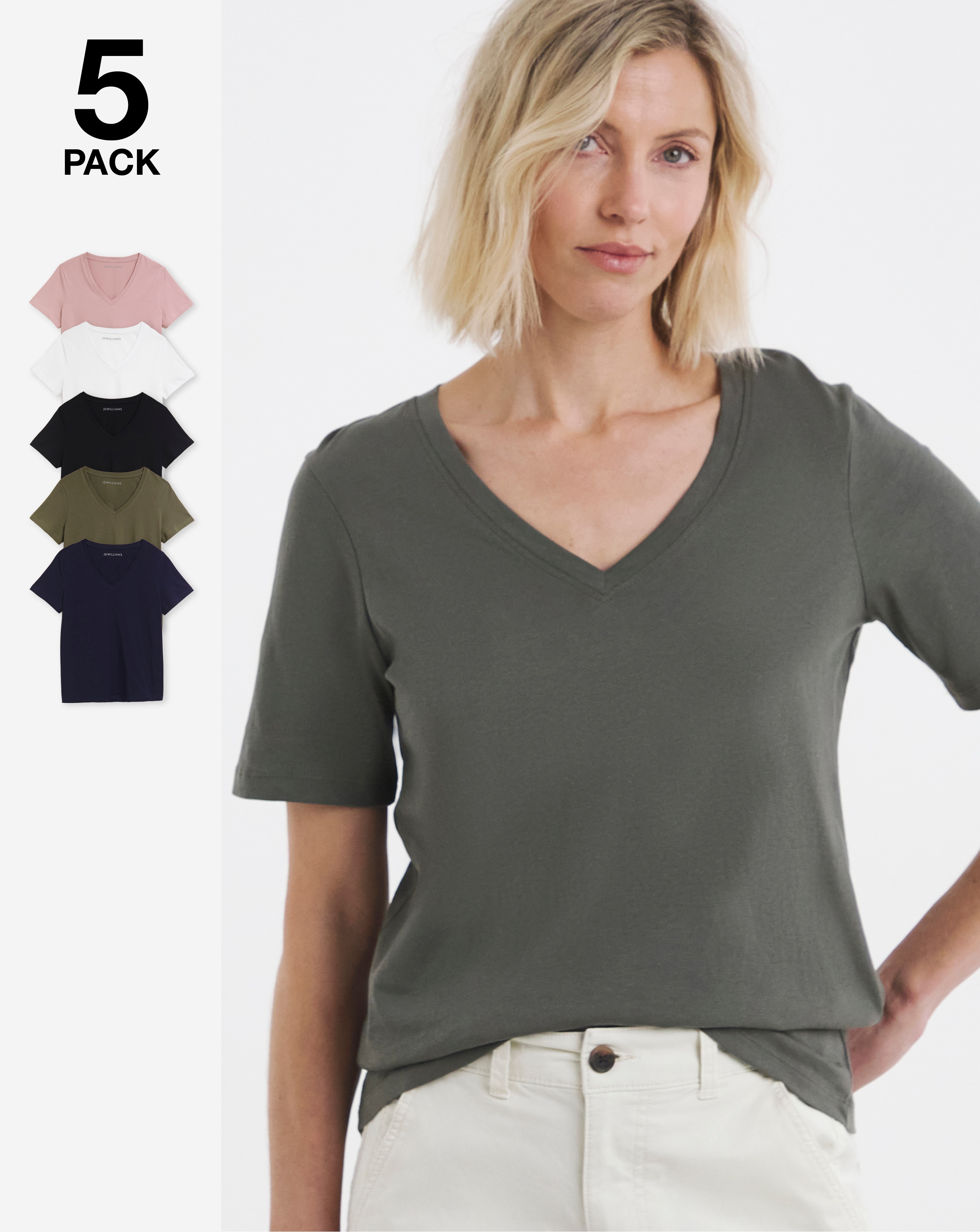 5 Pack The V Neck Short Sleeve T-Shirt
