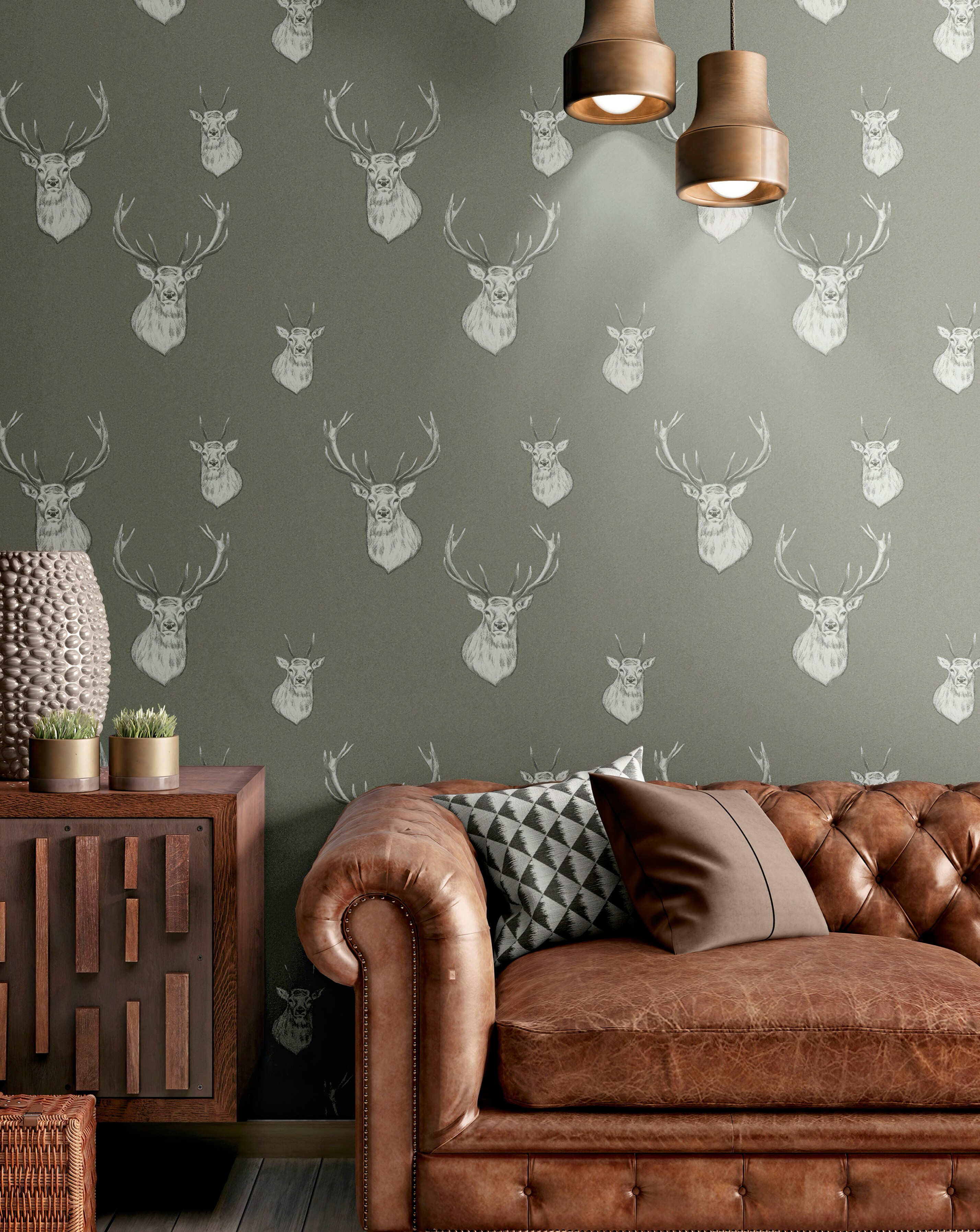 Catherine Lansfield Stag Wallpaper
