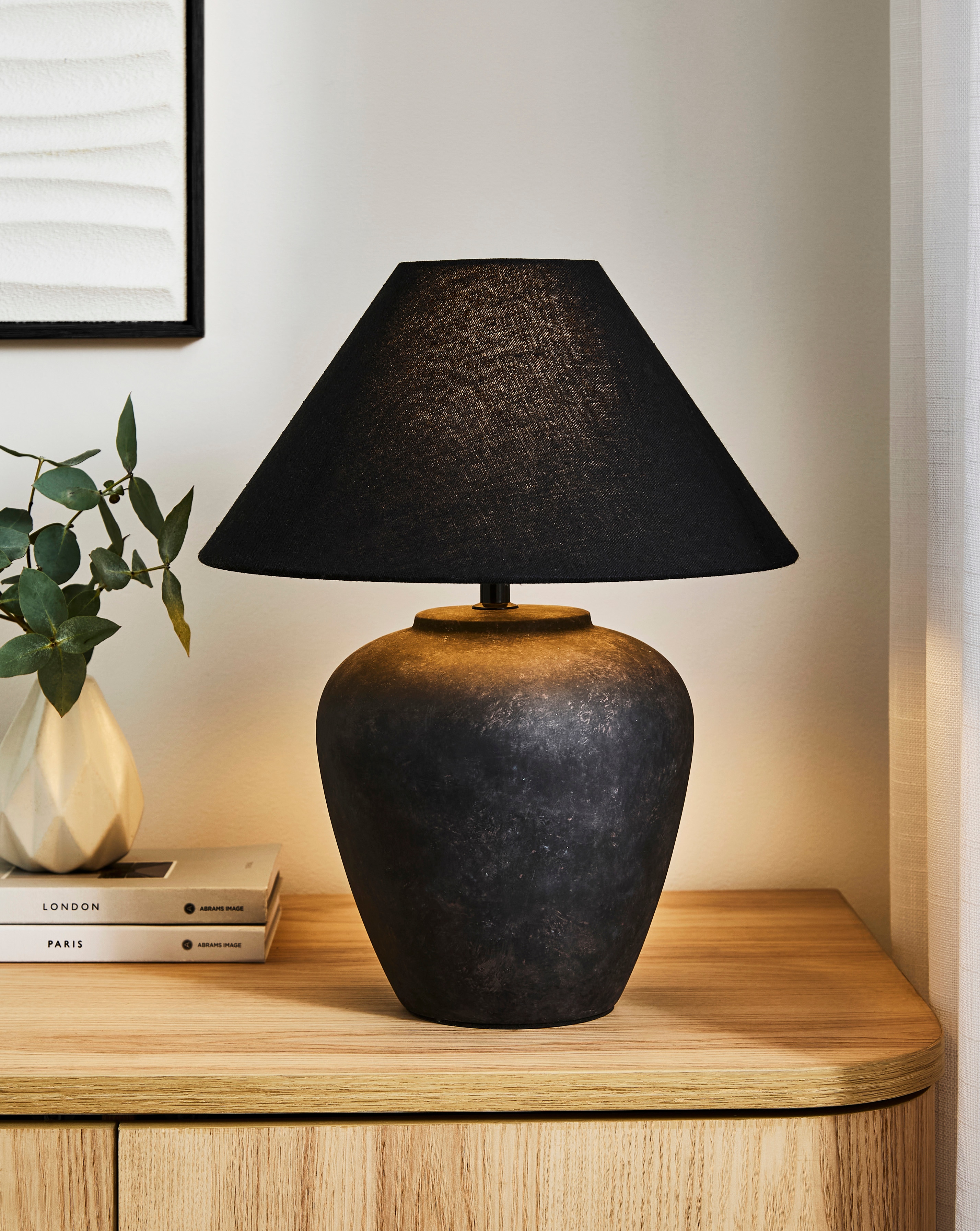 Nolan Black Ceramic Urn Table Lamp