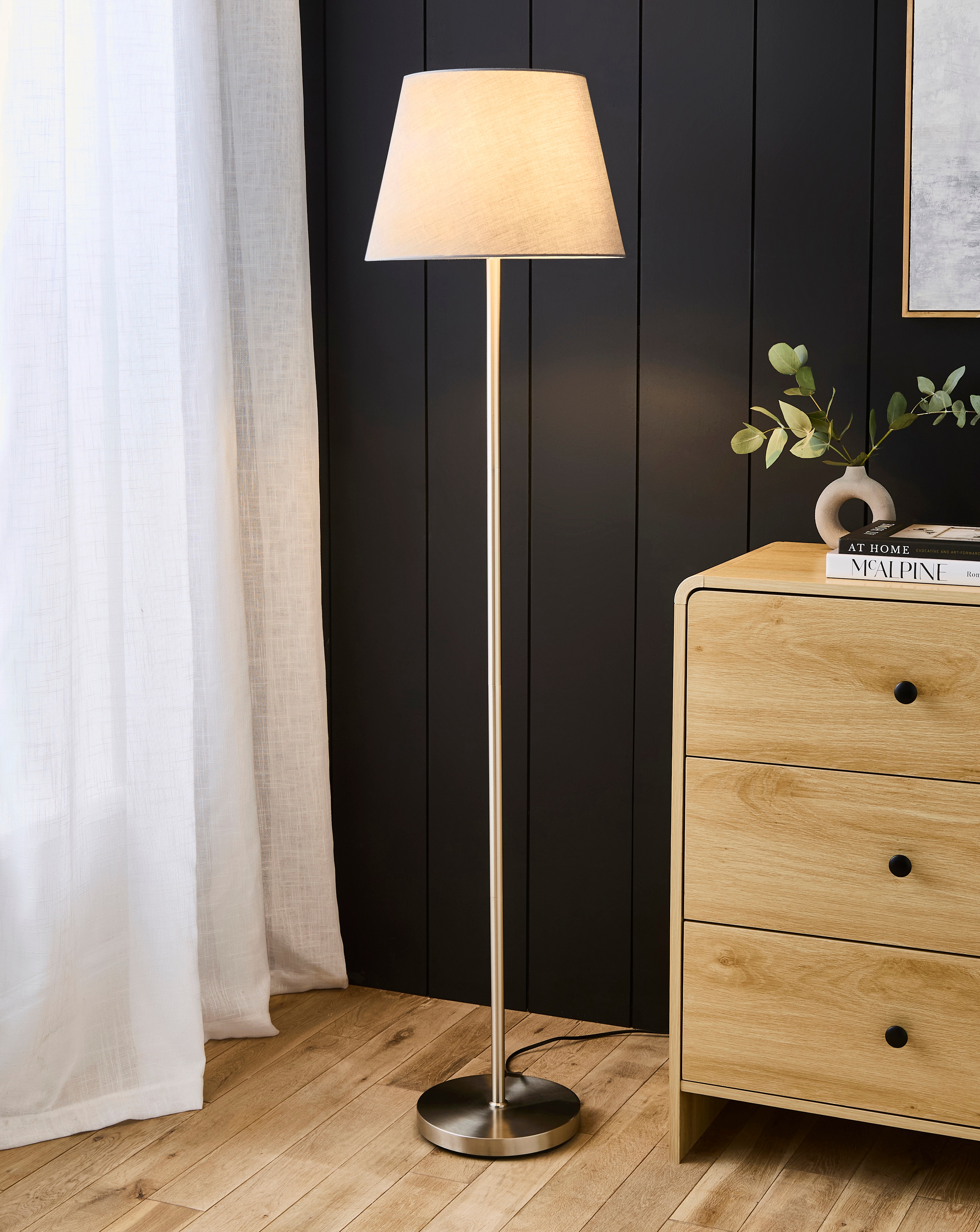 Owen Grey and Chrome Floor Lamp