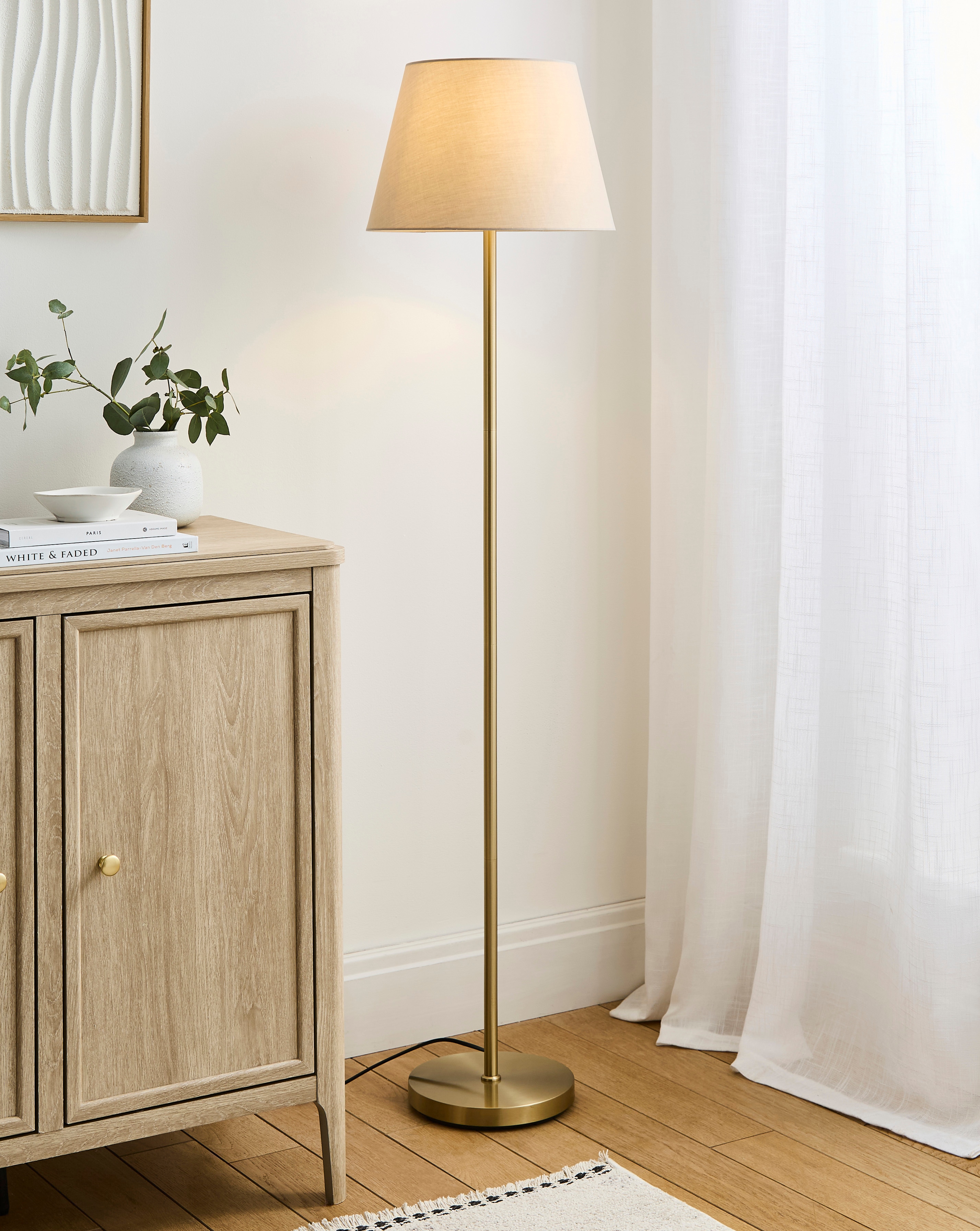 Owen Cream and Brass Floor Lamp