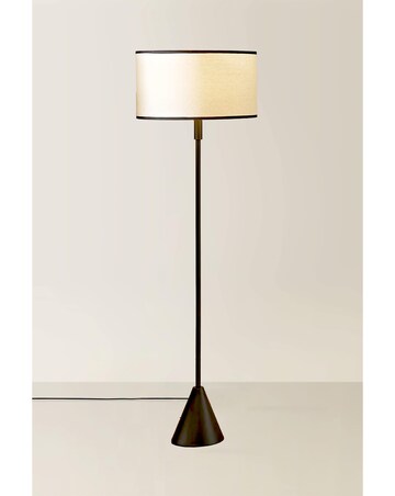ValueLights Mitch Black Triangle Floor Lamp with Black Trim Linen Shade