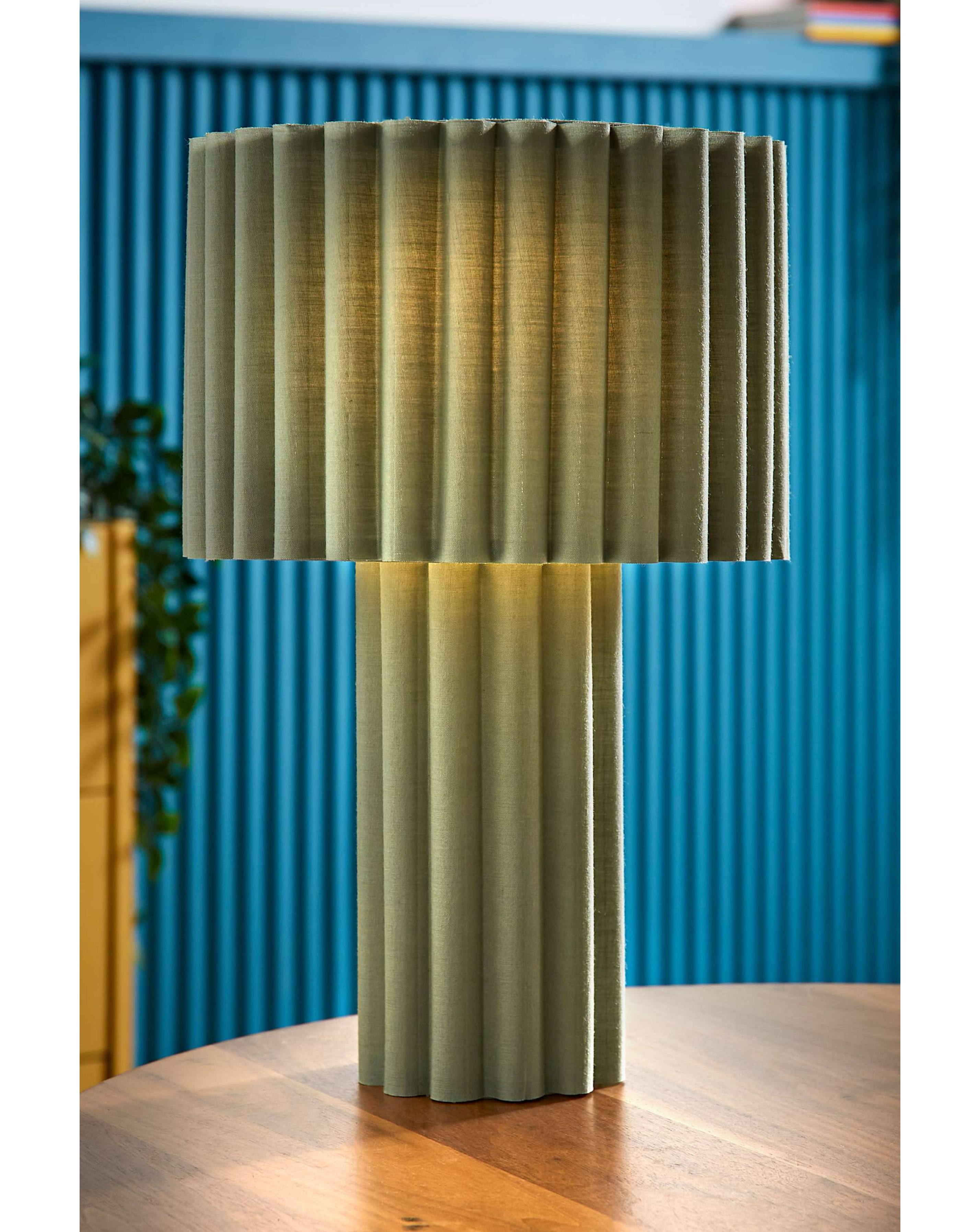 Lenny Moss Green Ribbed Table Lamp