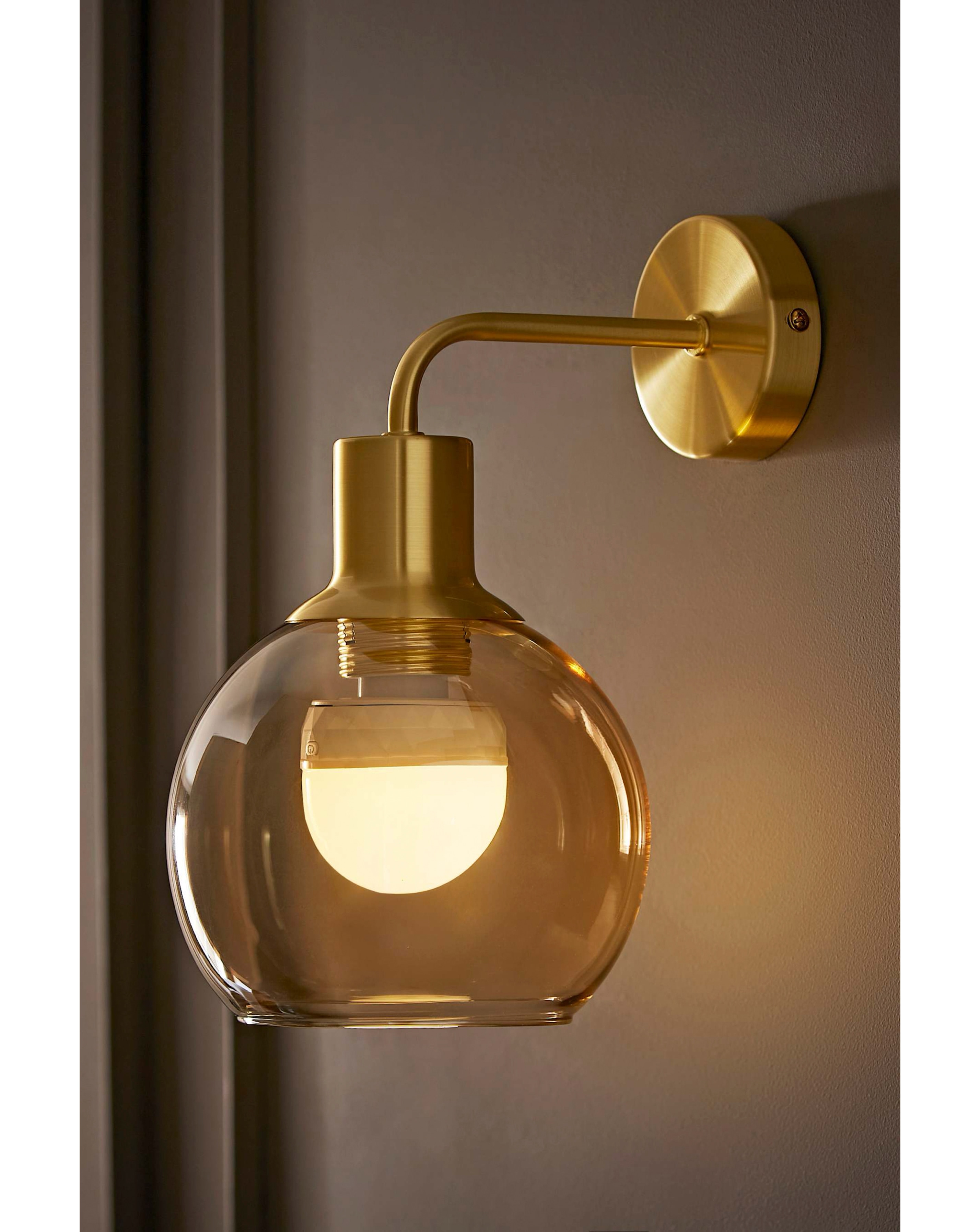 New In - Bellamy Gold Amber Glass Wall Light