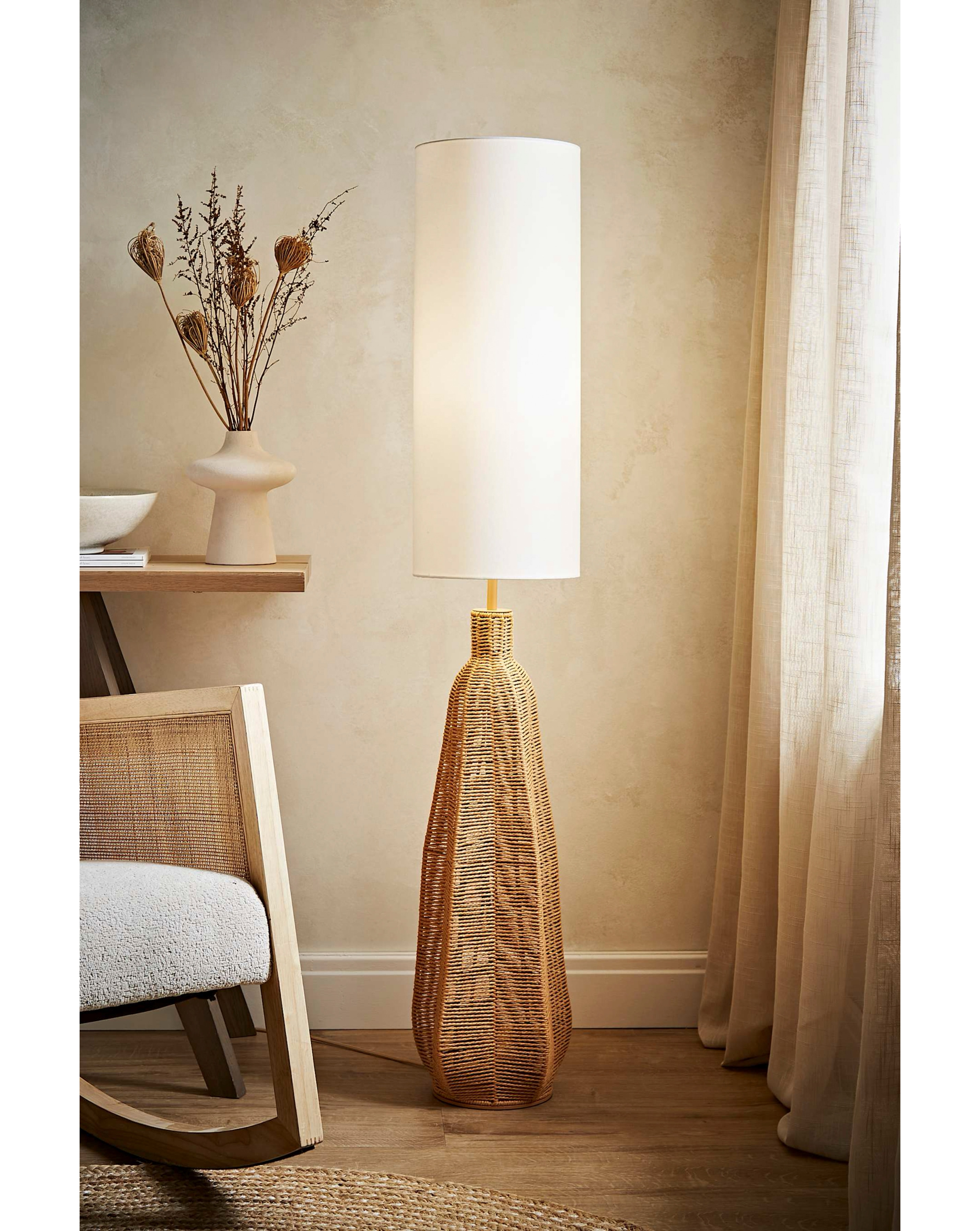 New In - Una Rattan Midi Floor Lamp