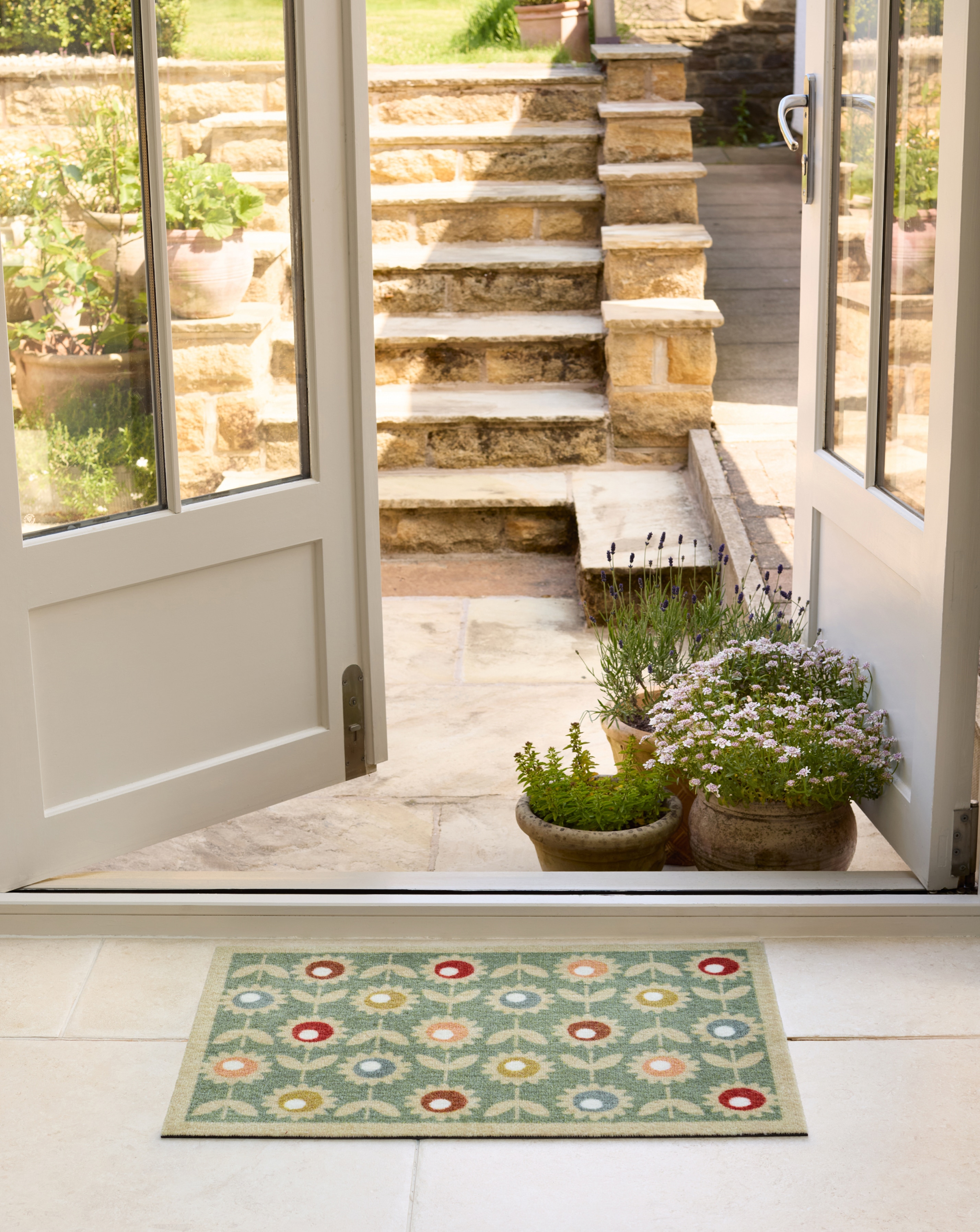 My Mat Nylon Indoor Floral Sage Doormat