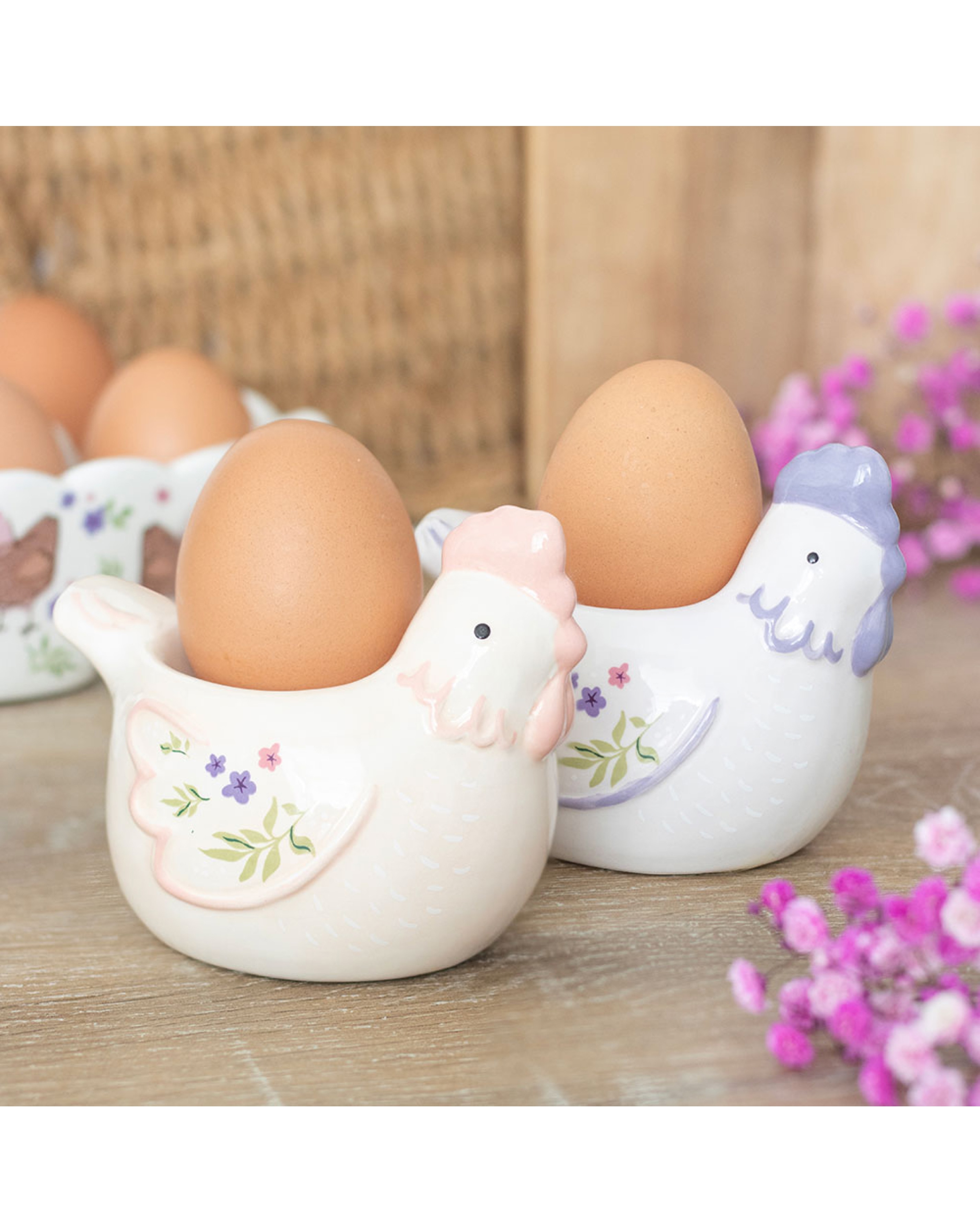 New In - Set of 2 Hen Shaped Egg Cups