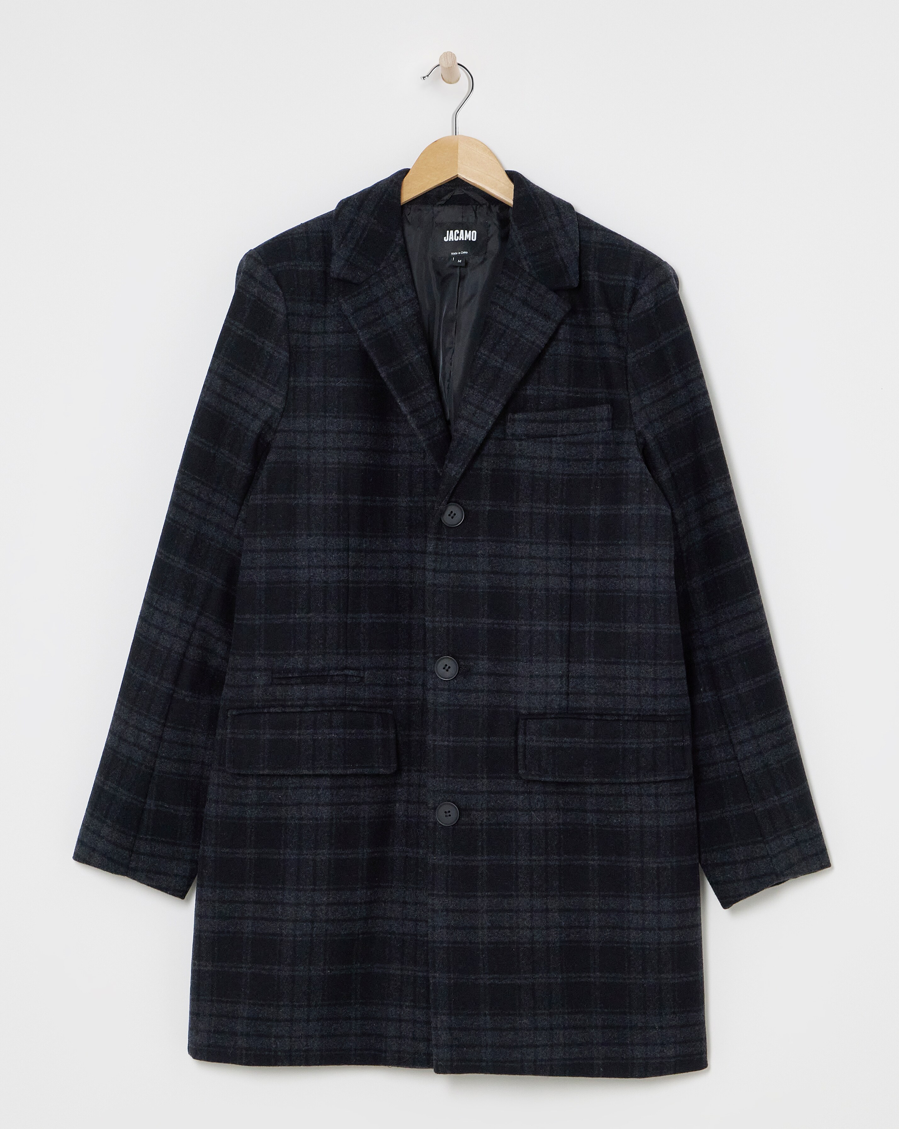 Wool Mix Check Overcoat