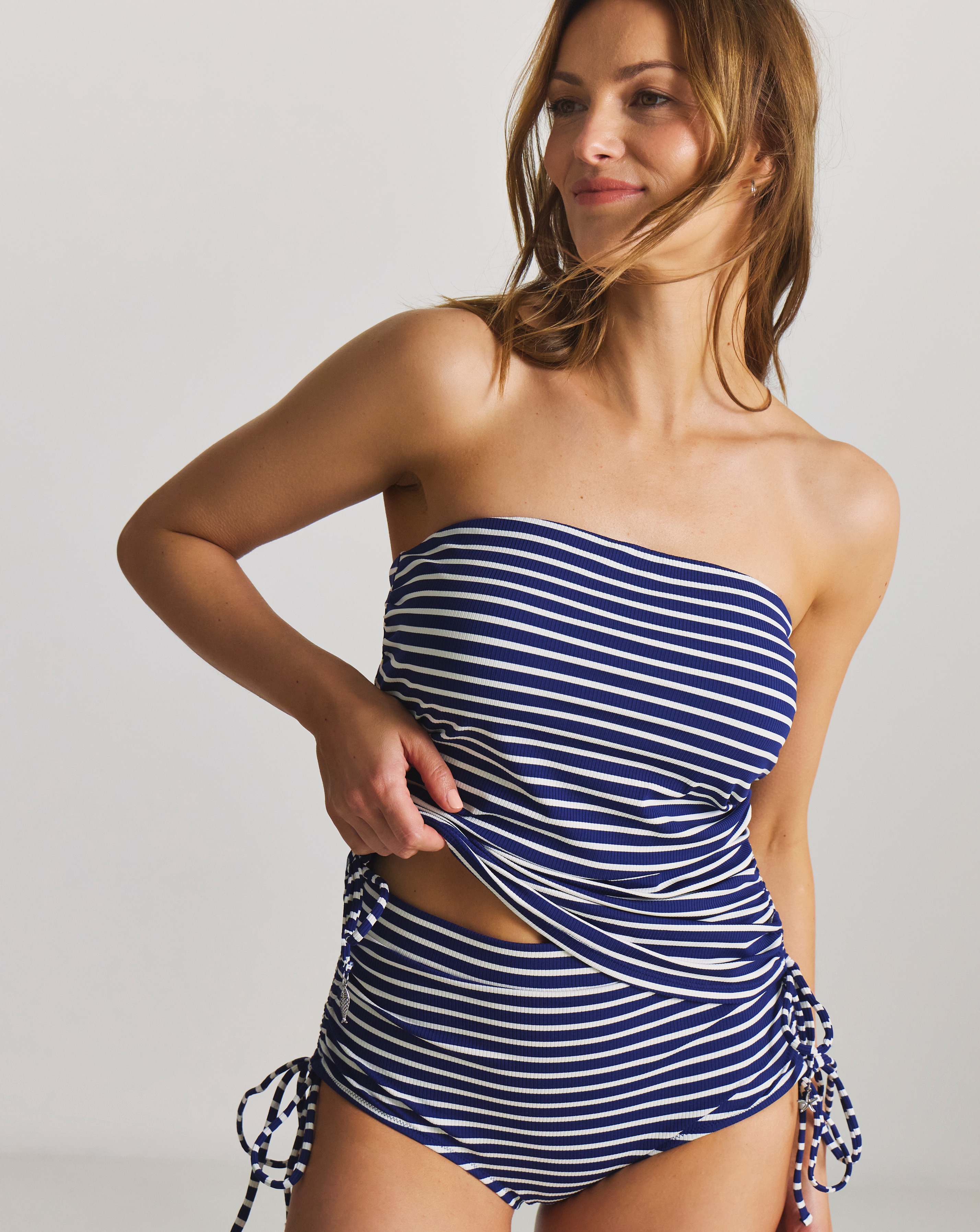 New In - Adjustable Bandeau Stripe Tankini Top