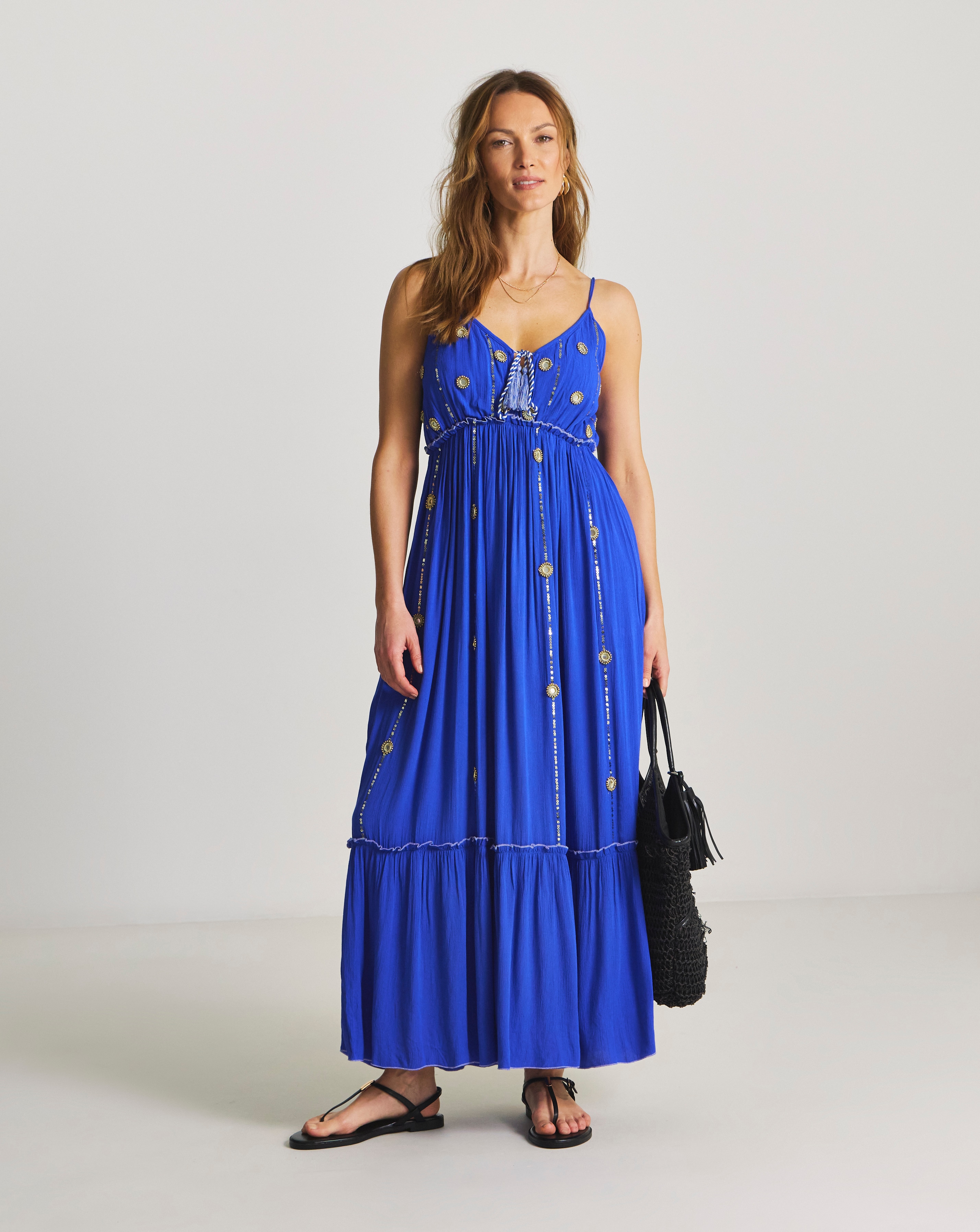 Mirror Trims Maxi Beach Dress