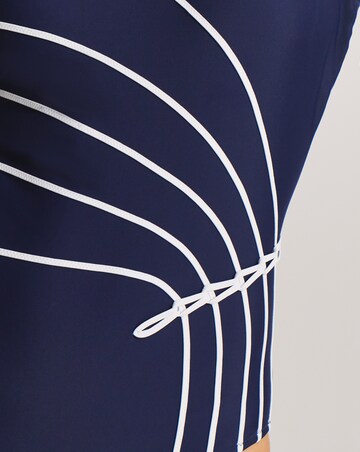 Sports High Neck Mono Piping Detail Swimsuit