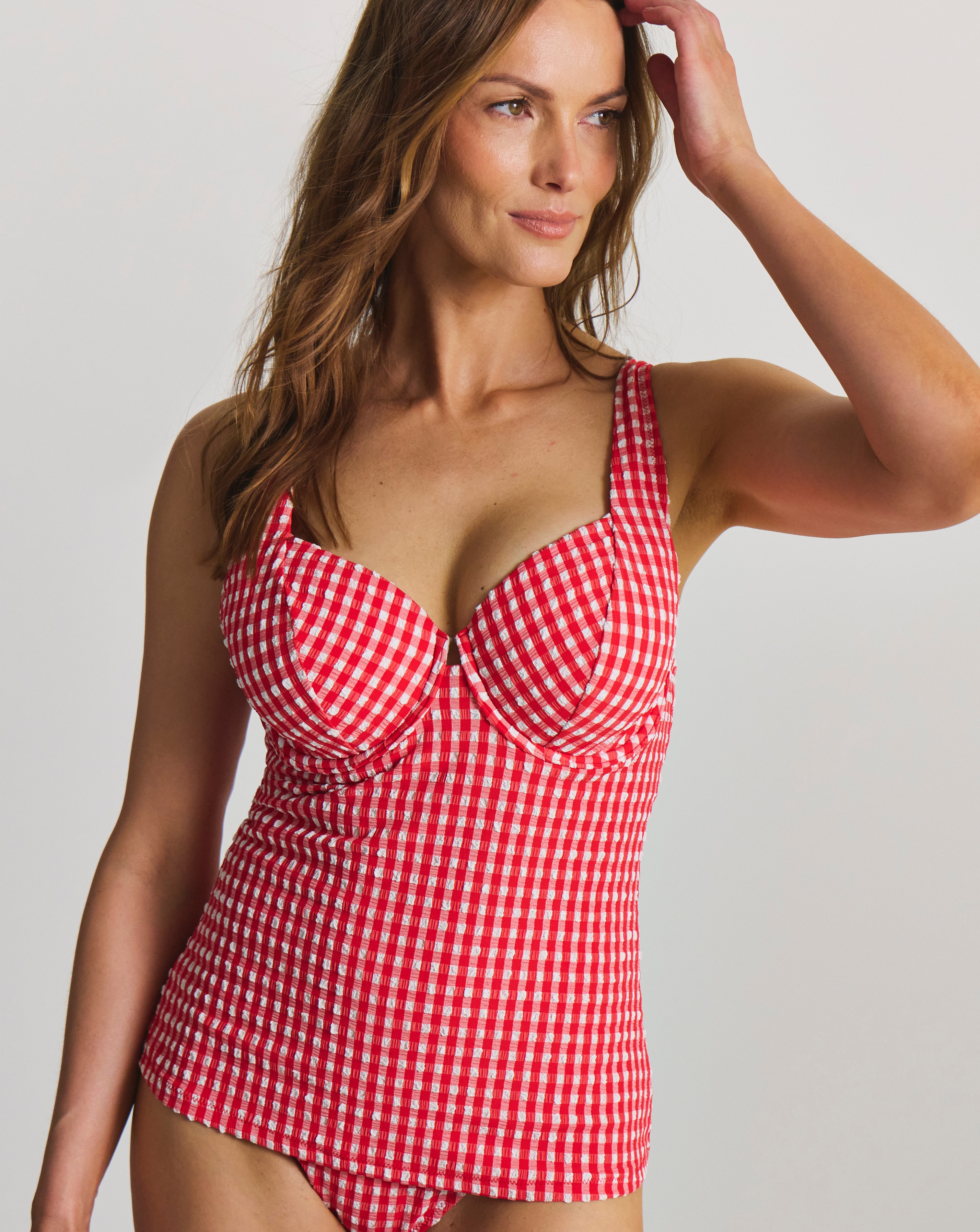 New In - Gingham Underwired Tankini Top