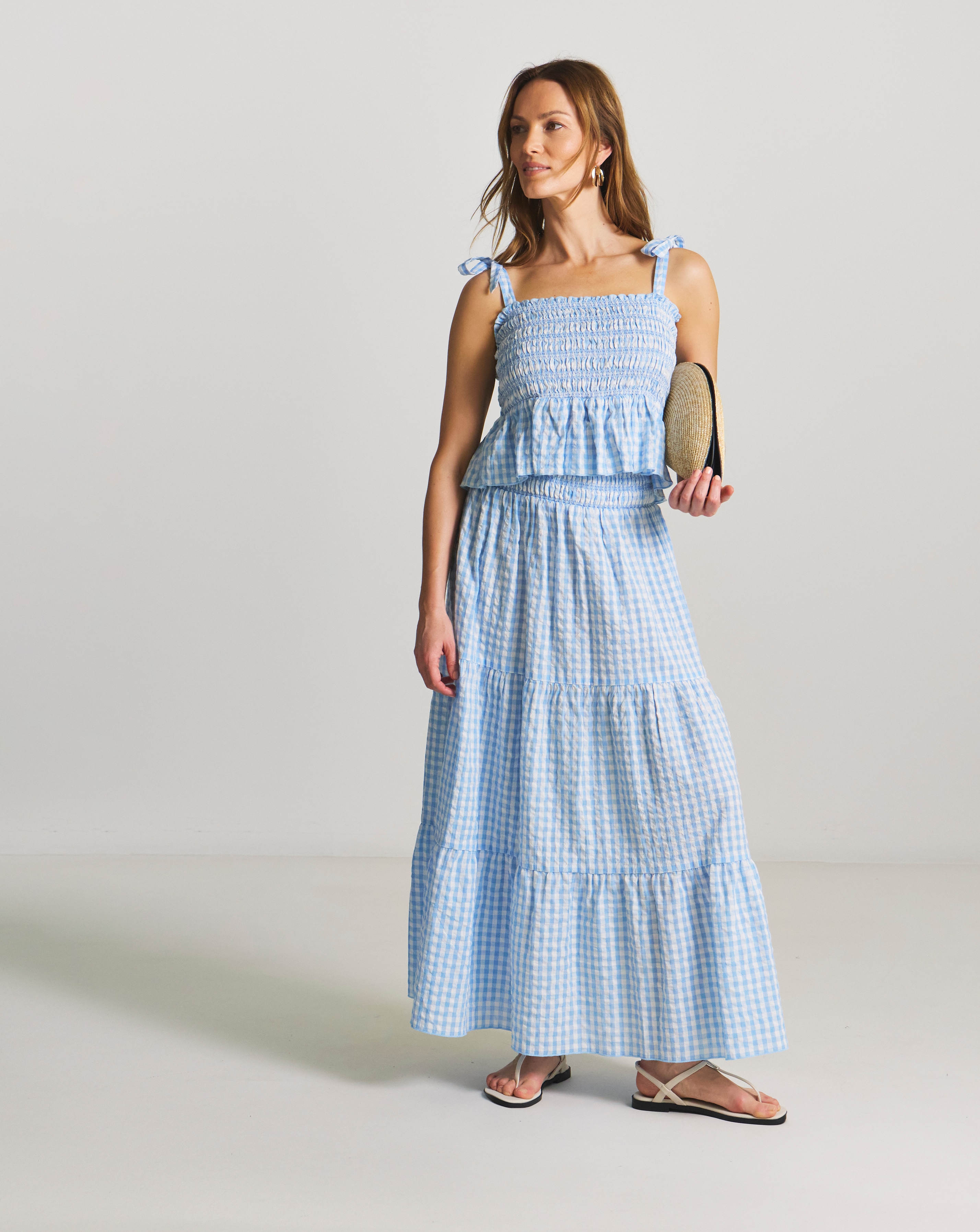 New In - Gingham Beach Skirt And Top Co-Ord