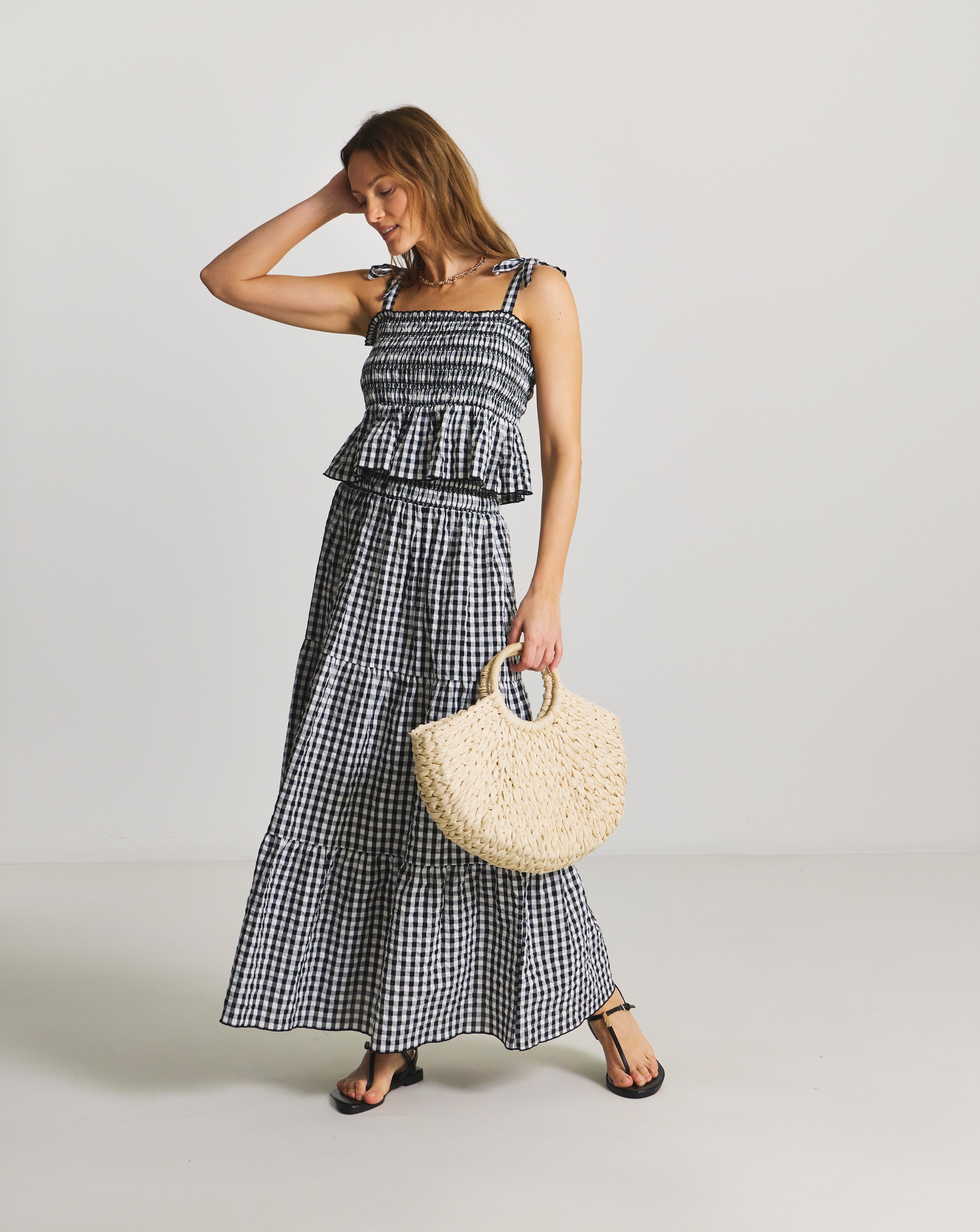 New In - Gingham Beach Skirt And Top Co-Ord