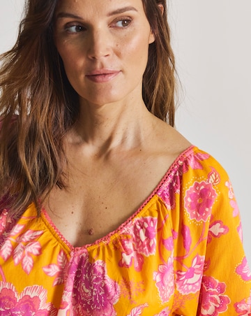 Figleaves Contrast Floral Tiered Mini Beach Dress