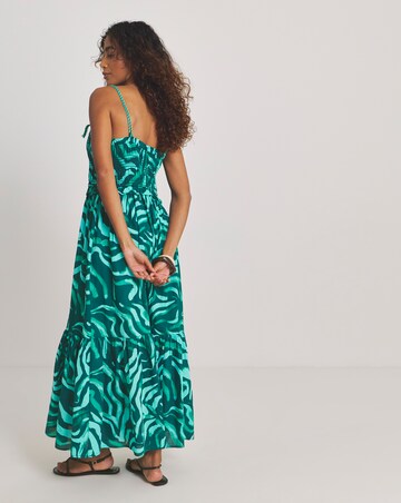Shirred Floral Maxi Beach Dress