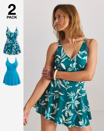 2 Pack Value Ruffle Swimdresses