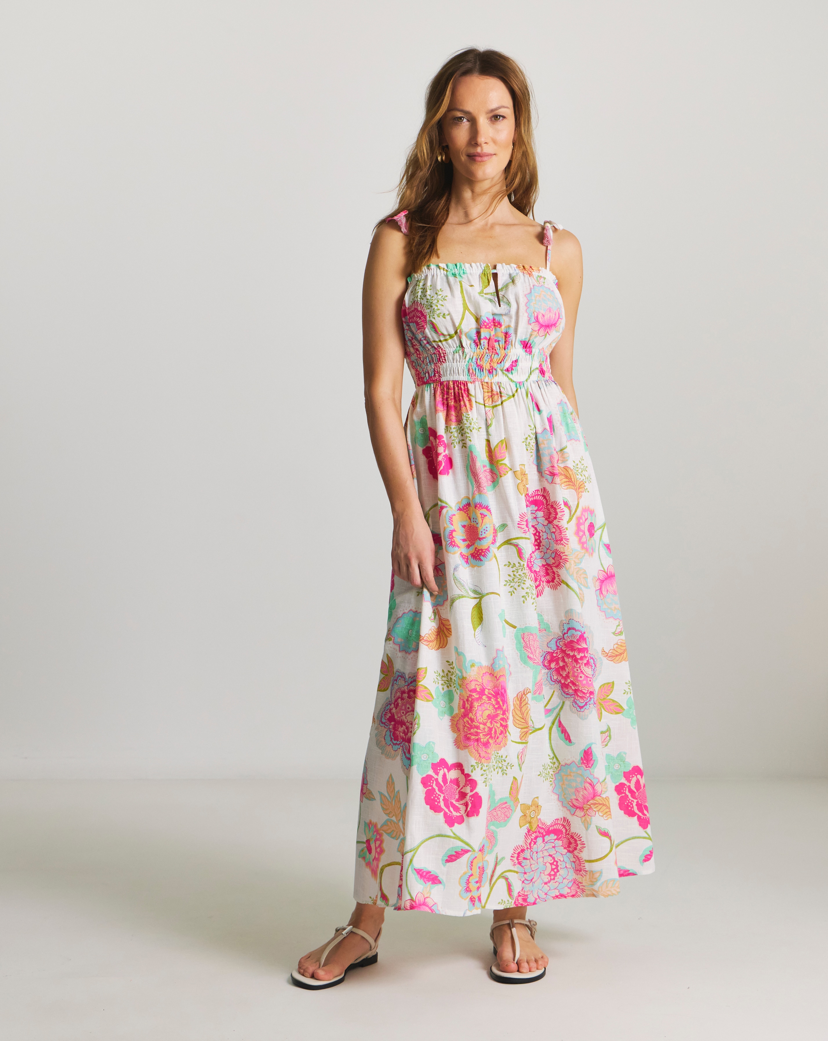 Shirred Maxi Beach Dress
