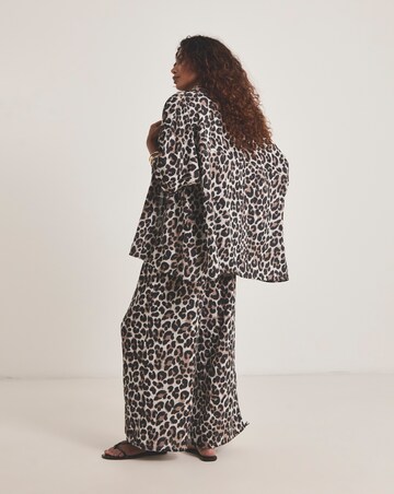 Oversized Leopard Print Shirt And Trouser Beach Co-Ord Set