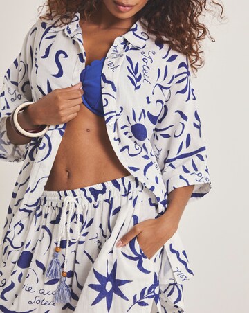 Printed Graphic Oversized Beach Shirt and Short Co-Ord Set