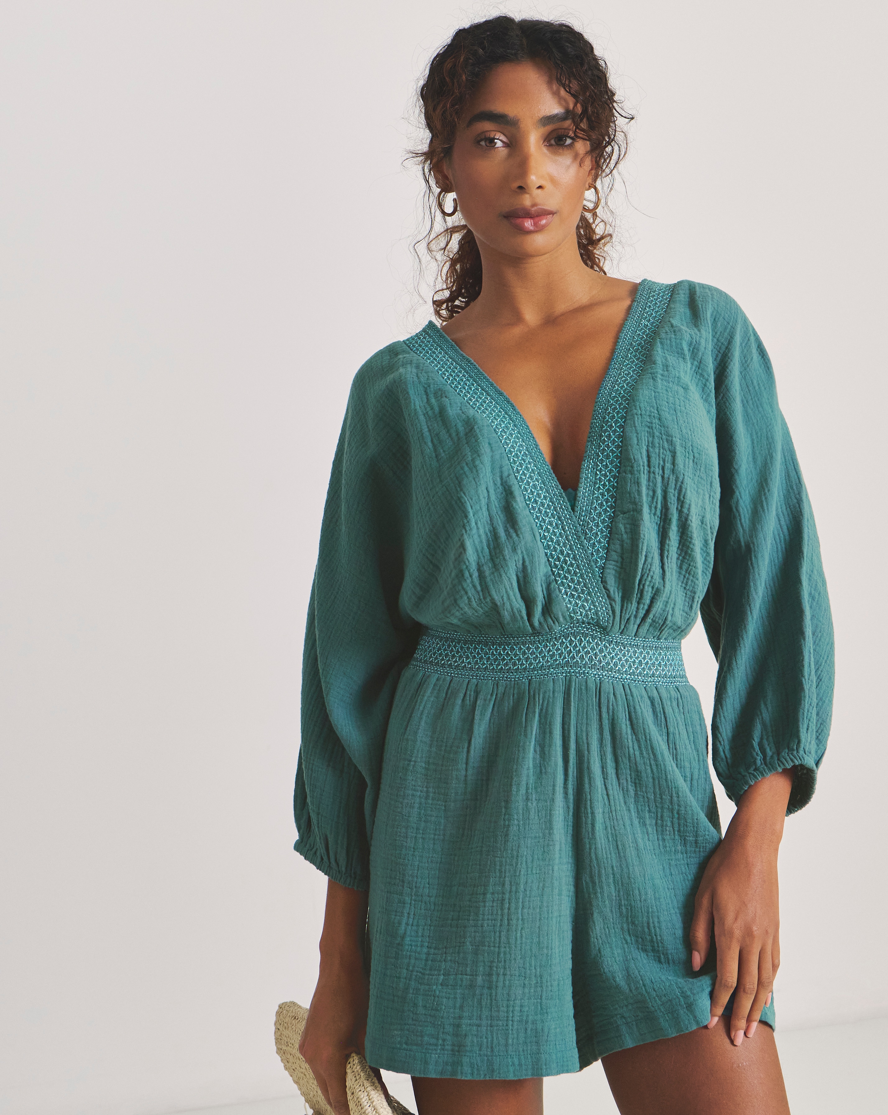 New In - Long Sleeve Plunge Playsuit