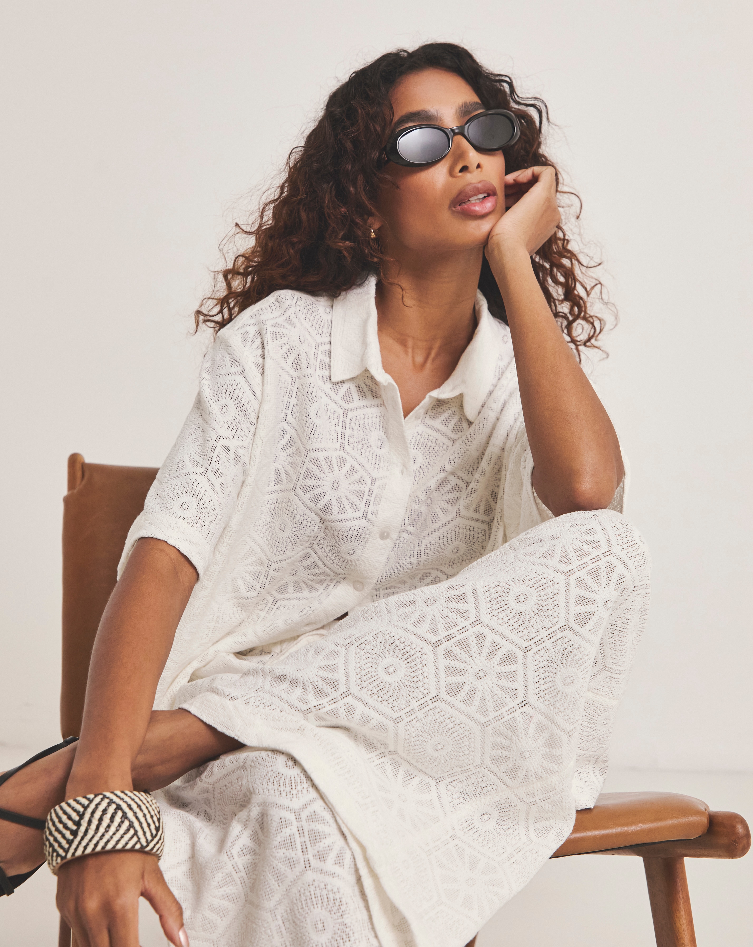 Lace Shirt And Trouser Beach Coord