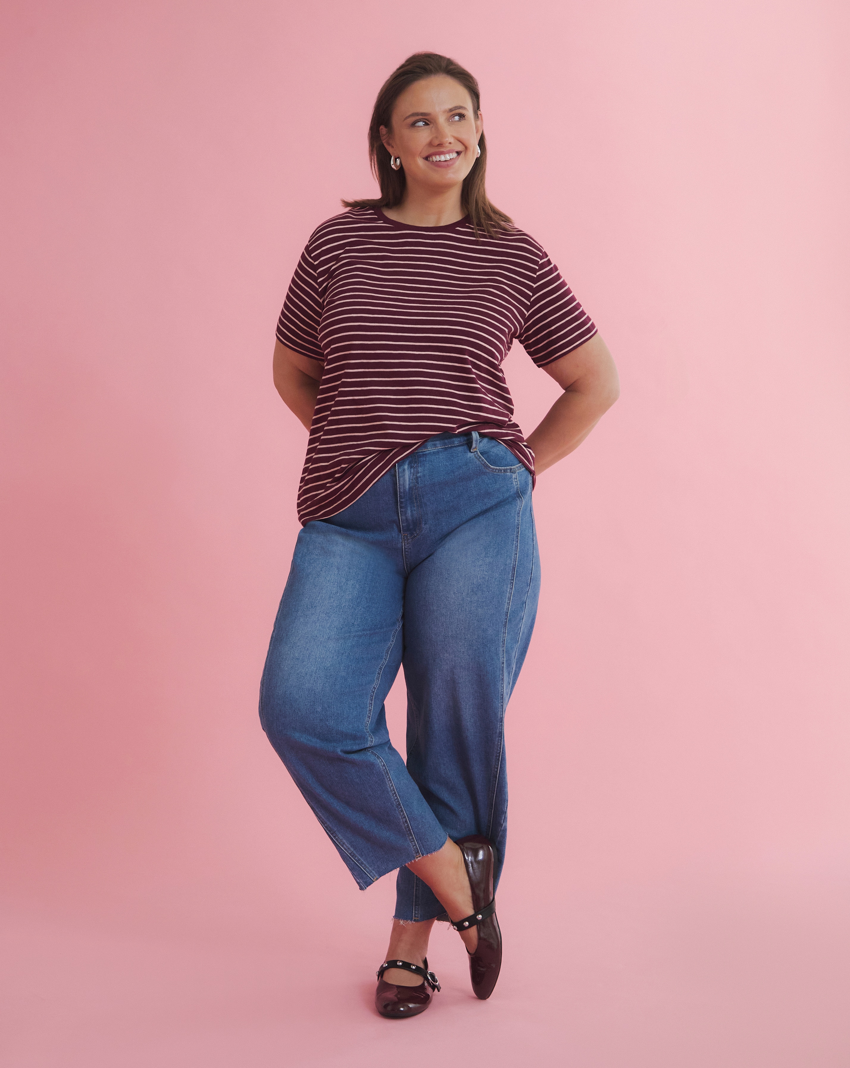 Stripe Slub Crew Neck T-Shirt