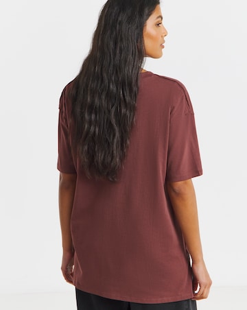Washed Burgundy Oversized Slouchy V Neck T-Shirt
