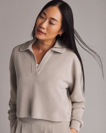 Sweaty Betty Sand Wash Crop Henley Sweatshirt