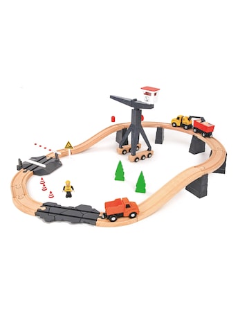 Wooden Construction Yard Train Set