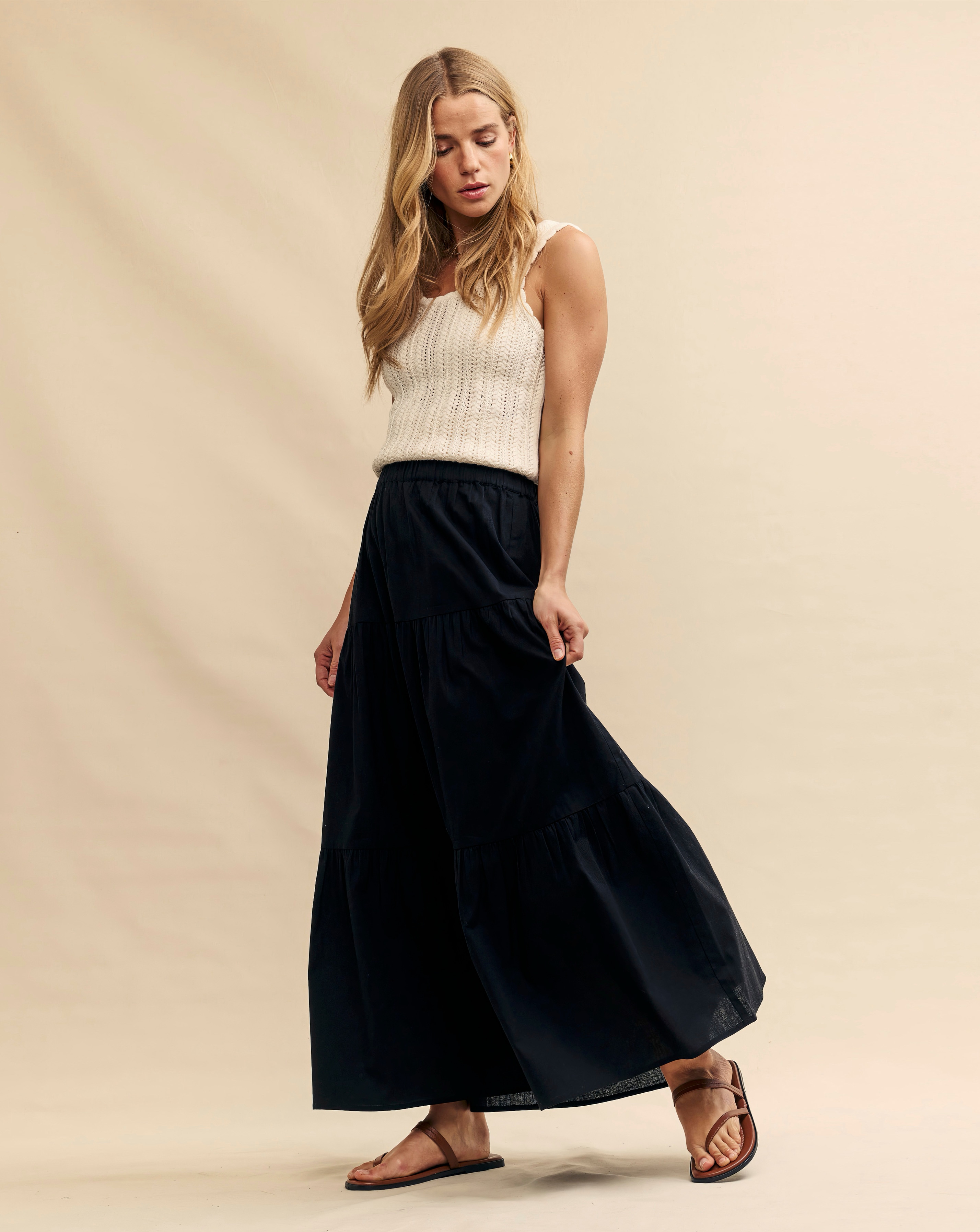 Nobody's Child BlackTiered Maxi Skirt