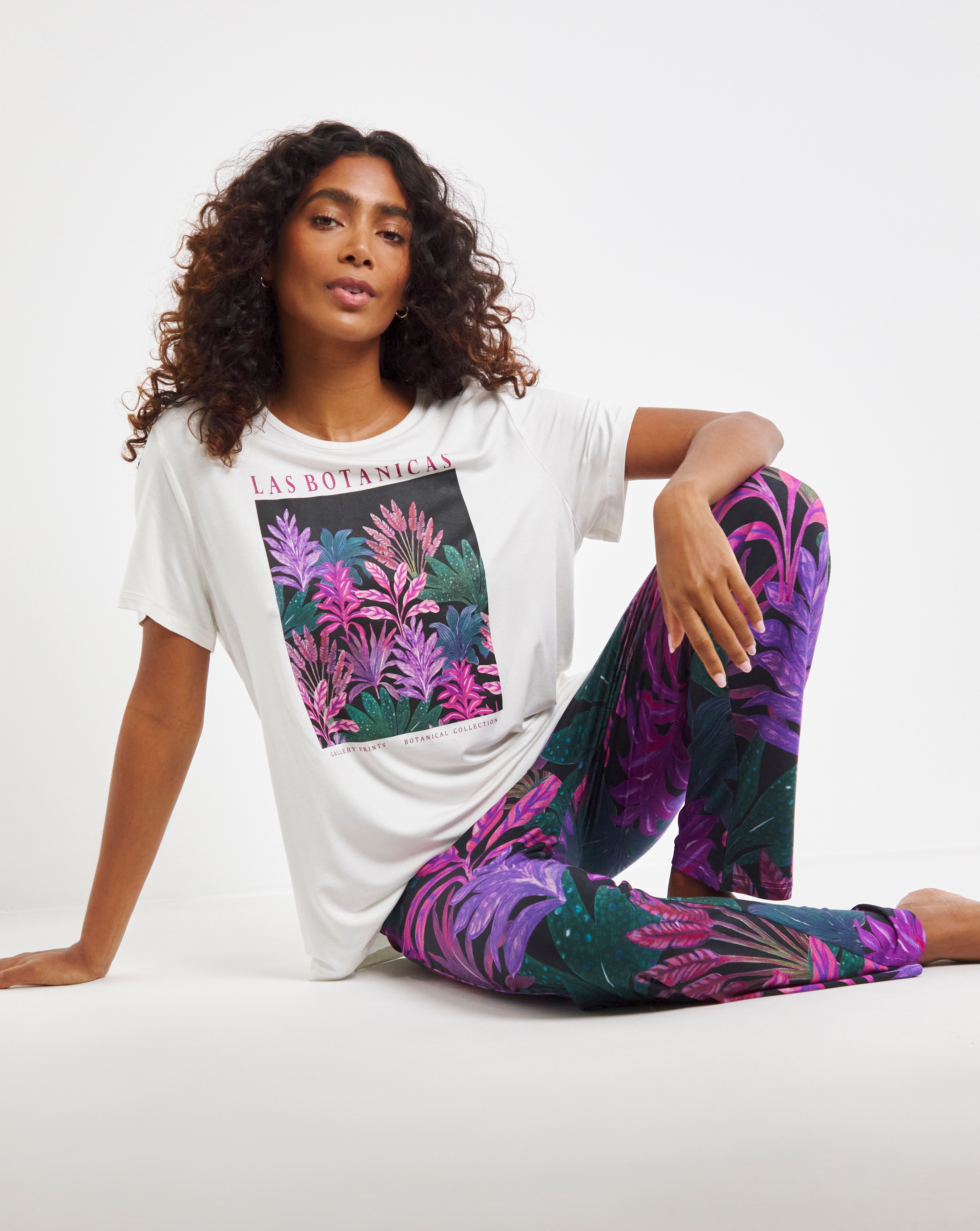 Graphic Tee PJ Set Floral Print
