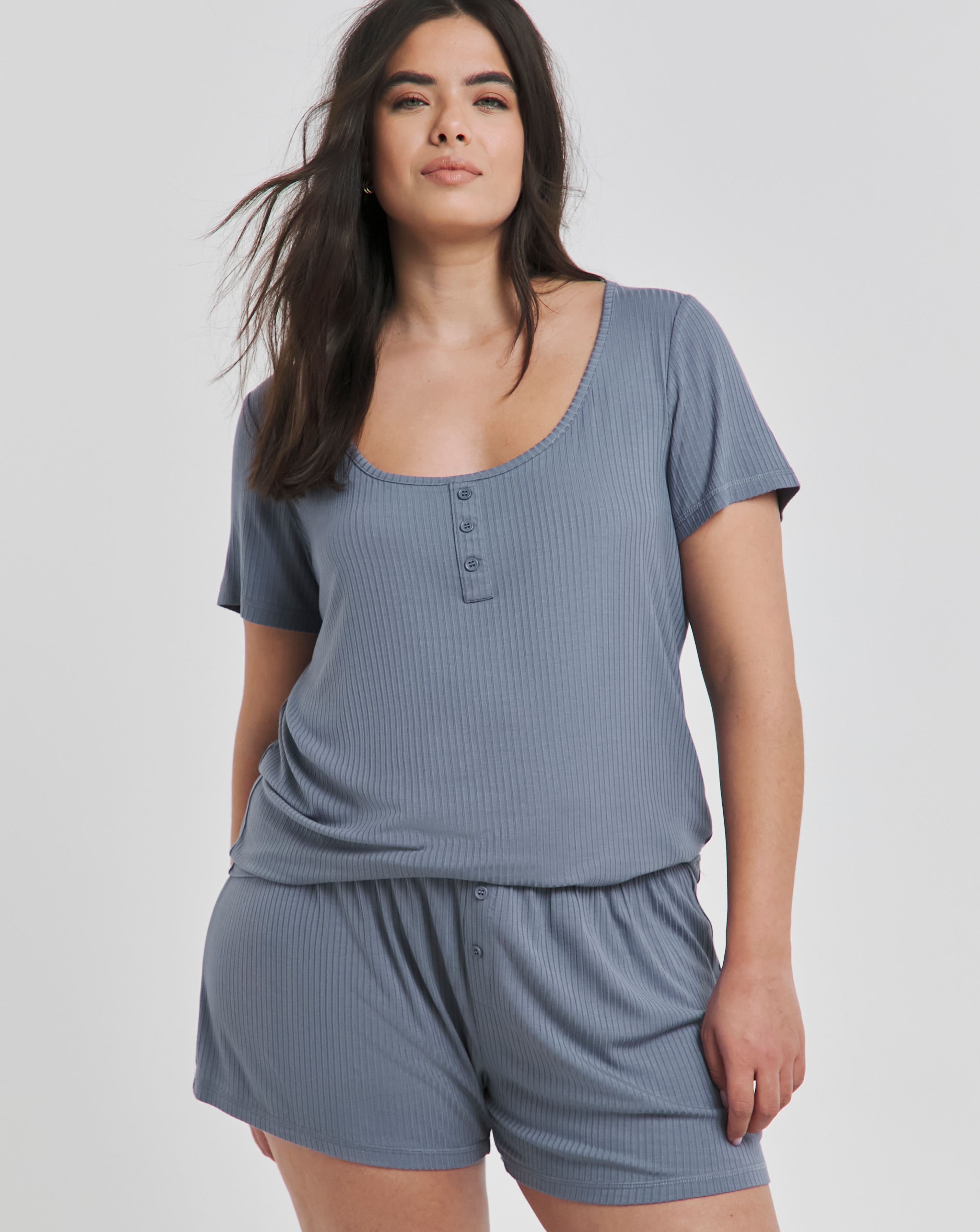 Brushed Modal Ribbed Shortie Set