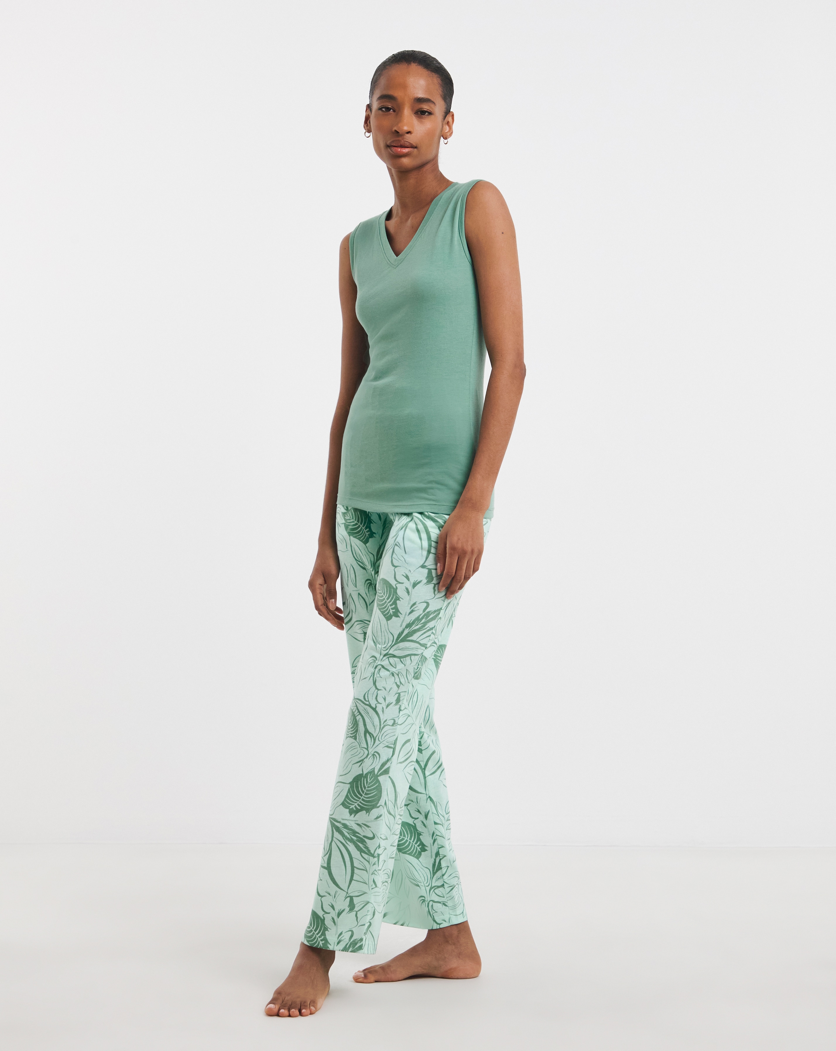 Value Pyjama Set Leaf Print